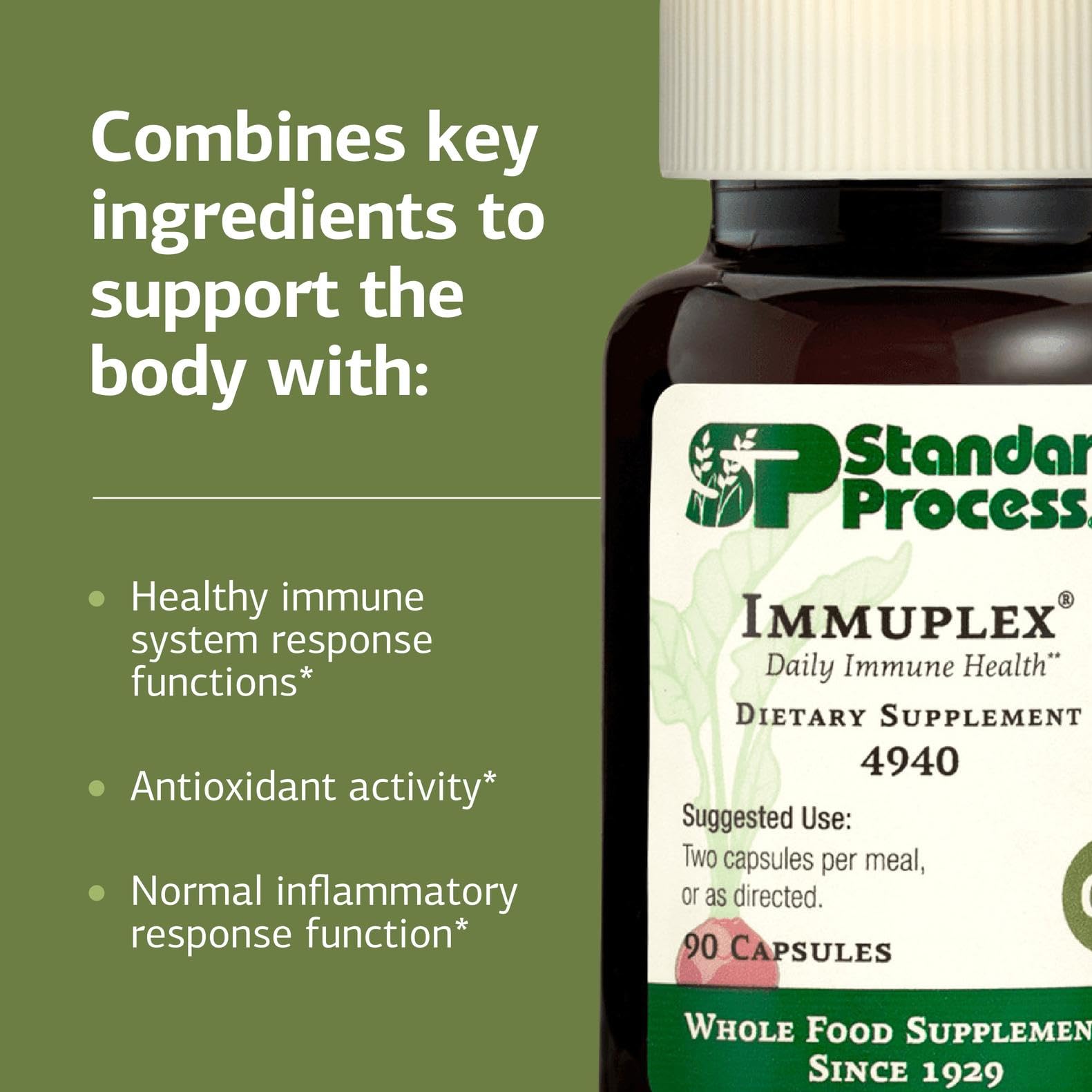 Standard Process Inc. Immuplex - Daily Immune Support Supplement with Folate, Iron, Vitamin C & Vitamin A - Mineral Supplement with Antioxidant Ingredients - 90 Capsules Standard Process Inc. buy supplements canada