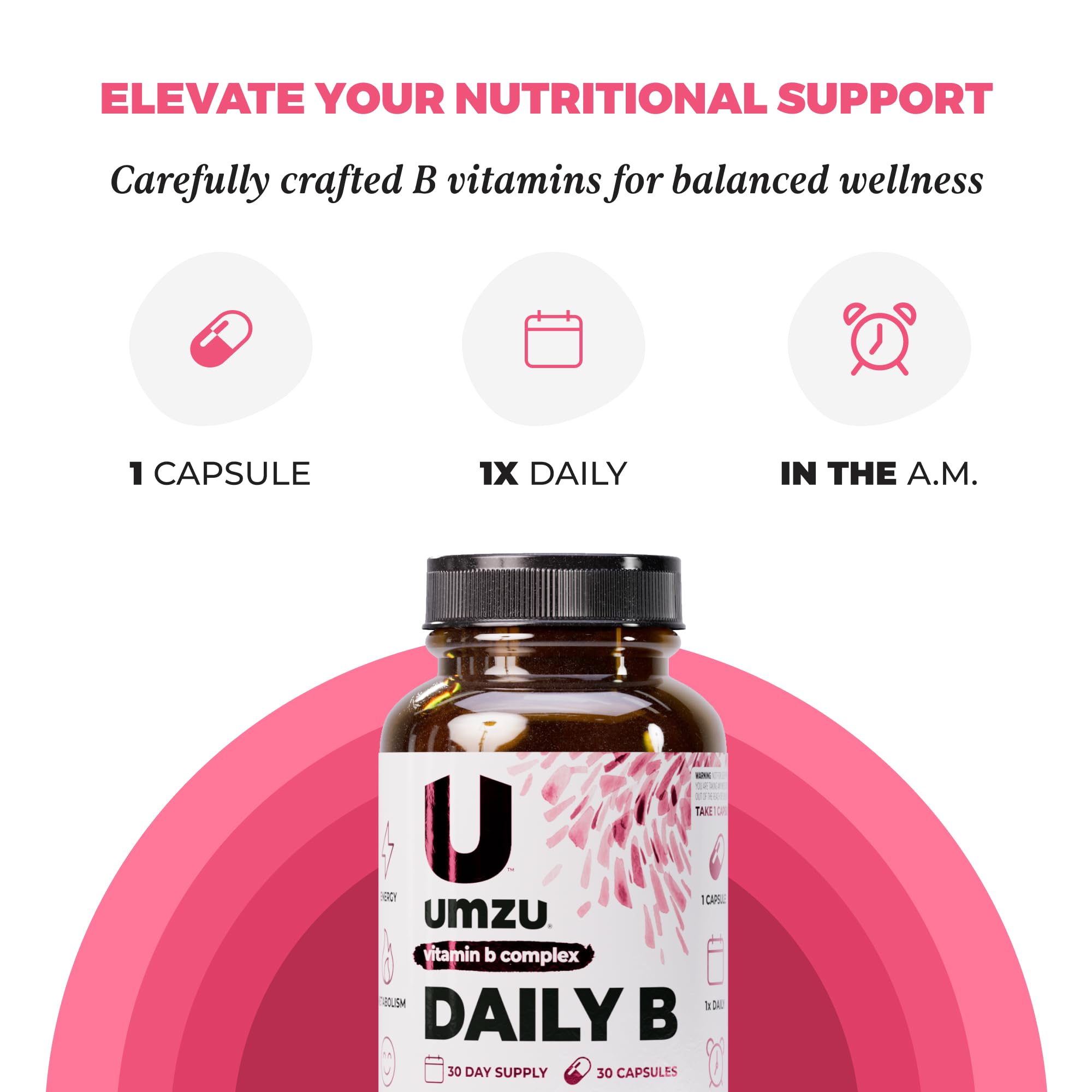 UMZU Daily B, 30 Day Supply – Complete Vitamin B Complex Supplement Blend with B1, B2, B3, B5, B6, B7, B9 & B12 Plus Folic Acid & Biotin – Supports Energy, Focus, Mood, UMZU buy supplements canada