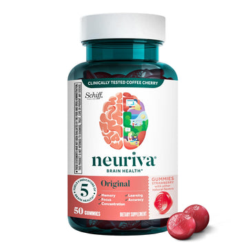 NEURIVA Original Brain Supplement for Memory, Focus & Concentration + Learning & Accuracy with Clinically Tested Nootropics Phosphatidylserine and Neurofactor, Strawberry Flavor, 50 Gummies NEURIVA buy supplements canada