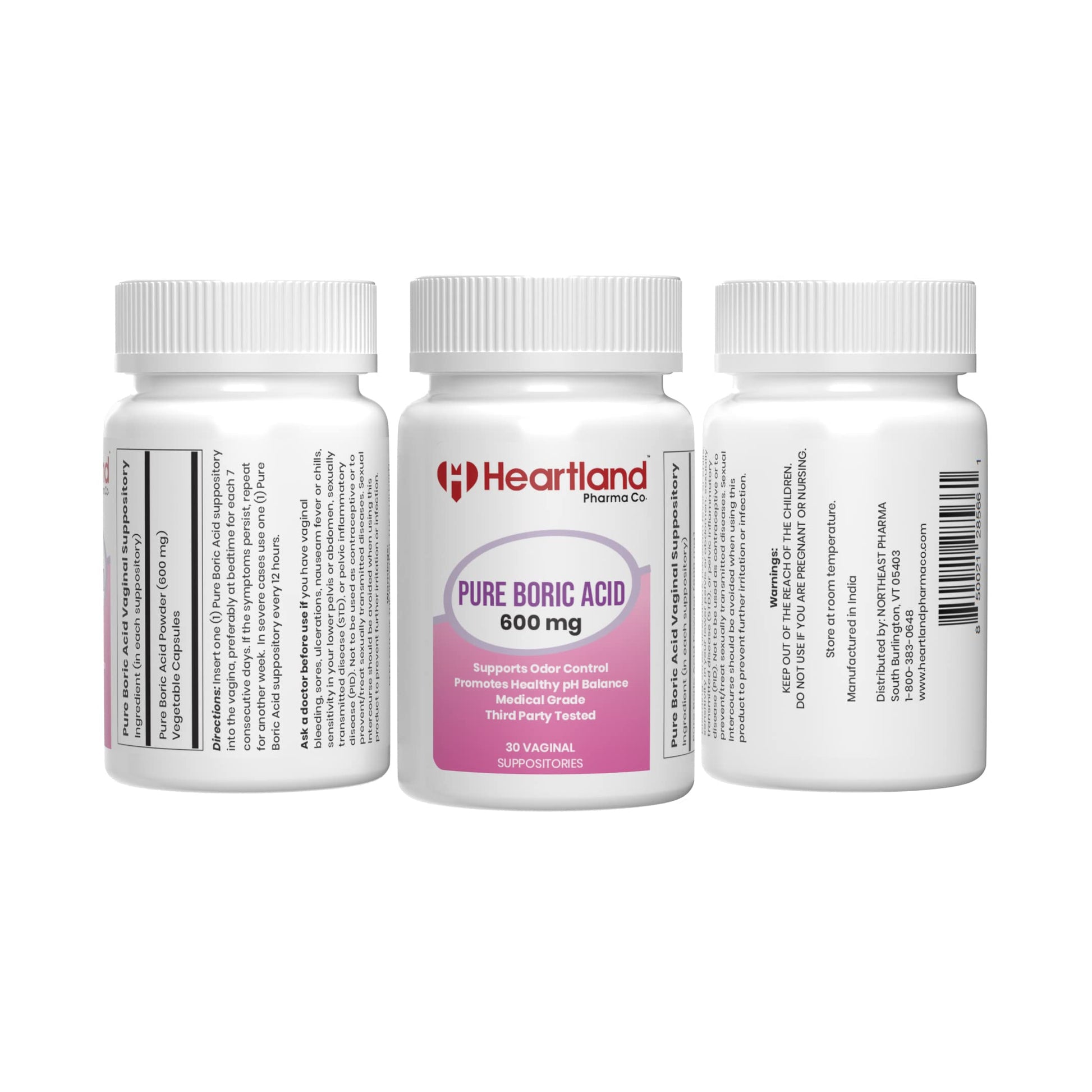 Heartland Pharma Boric Acid Vaginal Suppositories - Feminine Care - 100% Pure Boric Acid - (30 ct)(2 Pack) Heartland Pharma buy supplements canada