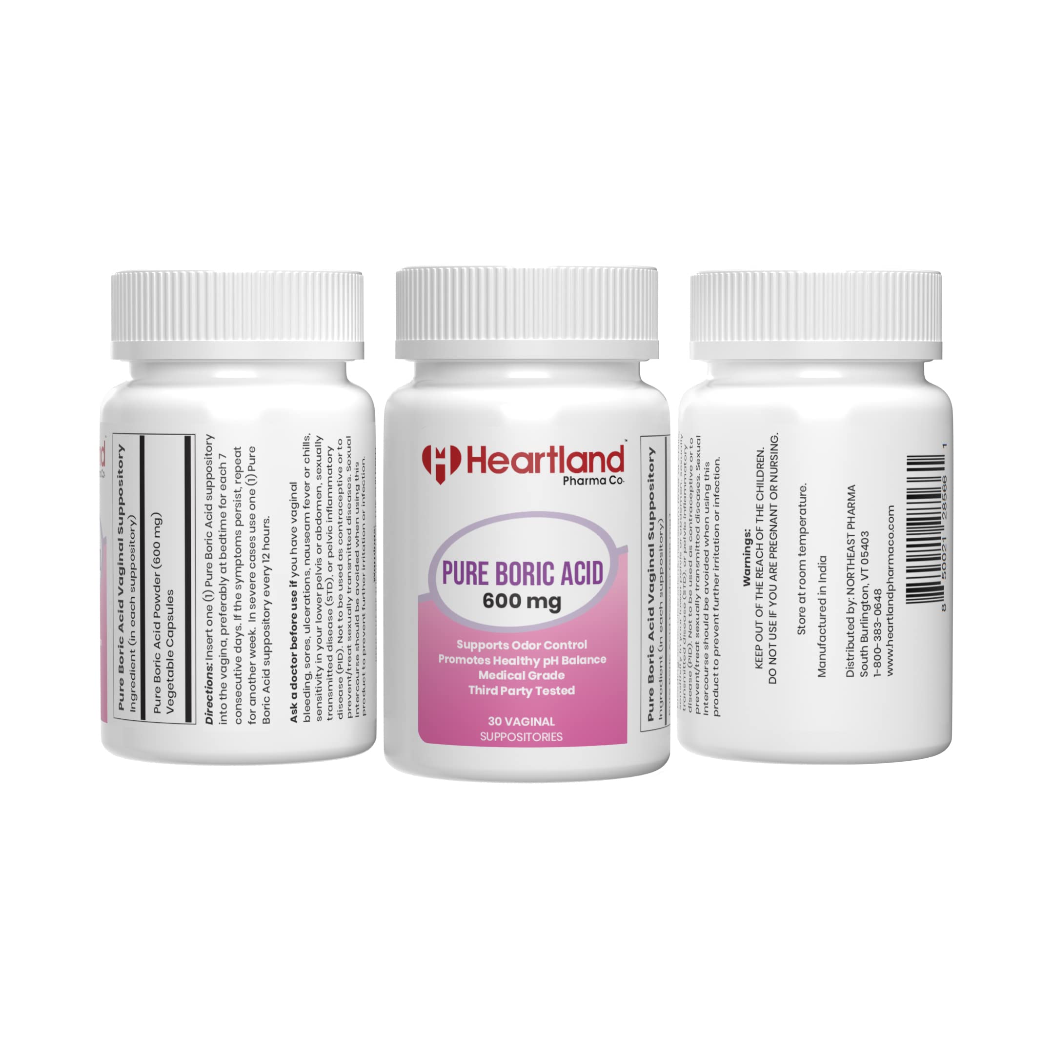 Heartland Pharma Boric Acid Vaginal Suppositories - Feminine Care - 100% Pure Boric Acid - (30 ct)(2 Pack) Heartland Pharma buy supplements canada