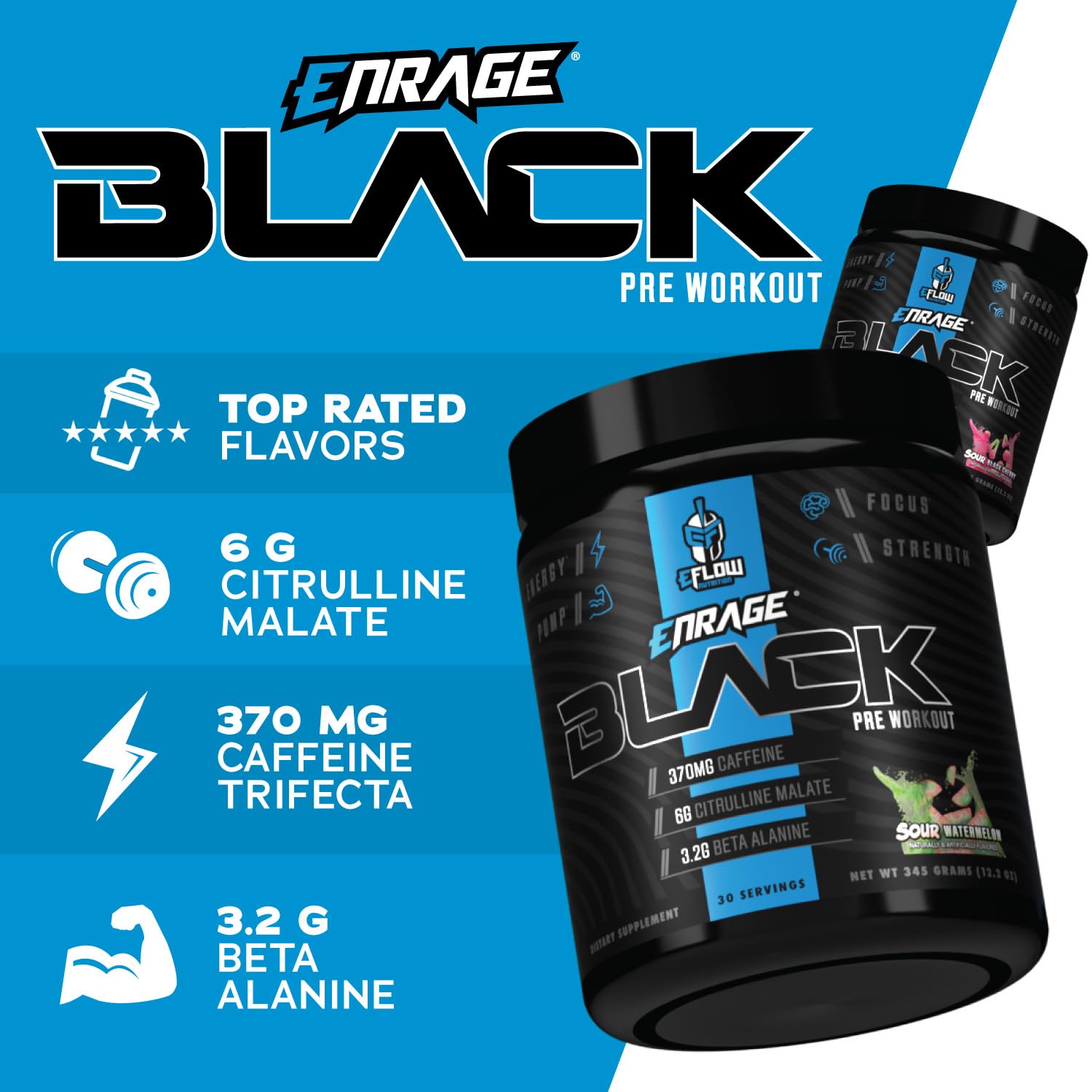 eFlow Nutrition Enrage Black High Stimulant Pre Workout Supplement - Preworkout Powder eFlow Nutrition buy supplements canada