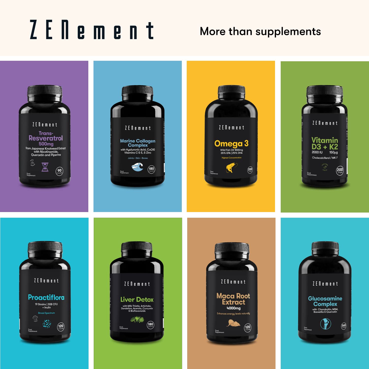 Marine Collagen Complex, with Hyaluronic Acid, CoQ10, Vitamins C & E, & Zinc, 180 Capsules Zenement buy supplements canada