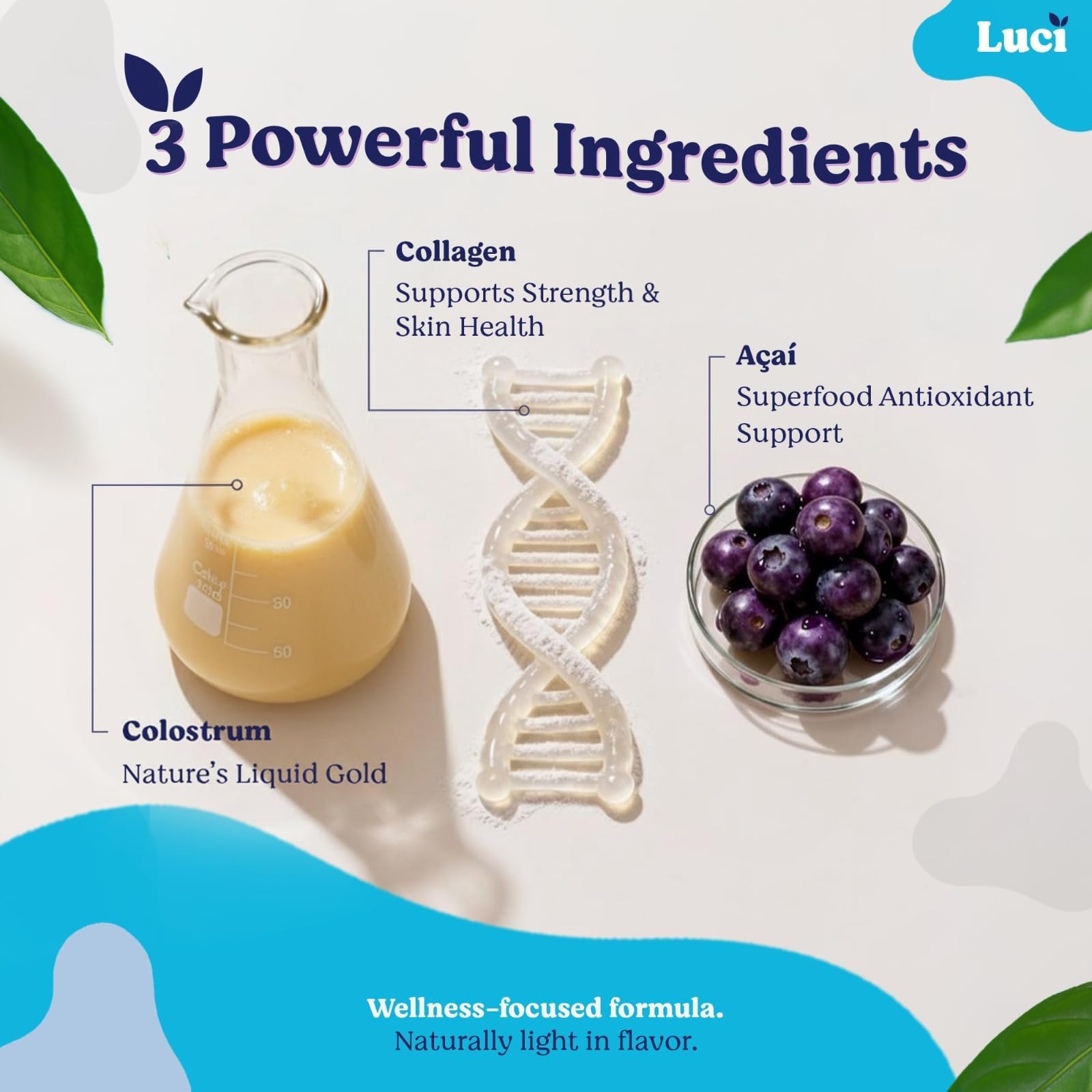 Luci Colostrum Powder 60 Servings, 3 in 1 with Collagen Peptides and Acai, Bovine Colostrum for Gut Health, Bloating, Collagen Protein for Muscle, Skin, Hair, Nails and Immunity, Gluten & Fat Free Luci Nutrition buy supplements canada