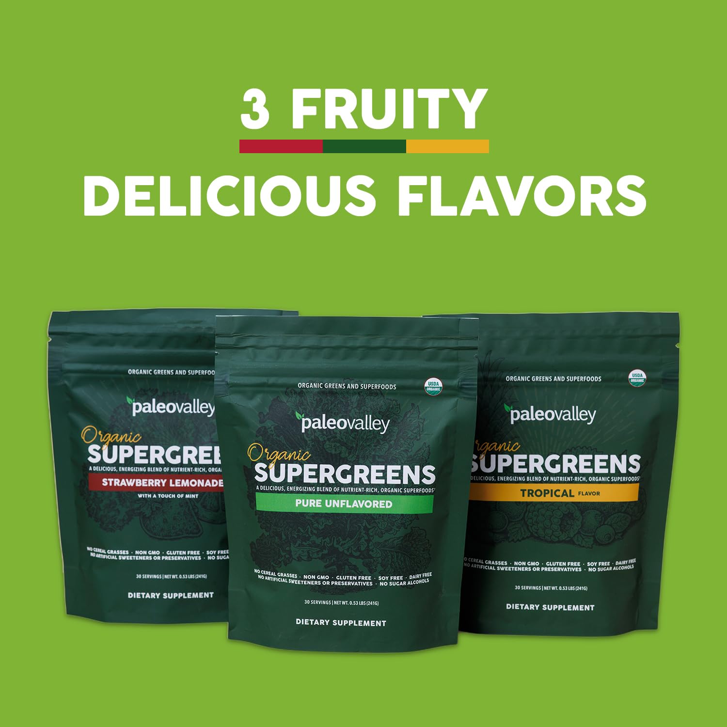 Paleovalley Organic Supergreens Powder - 23 Superfoods with Prebiotic Fiber for Energy and Immunity Support - No Cereal Grasses for Maximum Absorption - Pure Unflavored, 30 Servings Paleovalley buy supplements canada