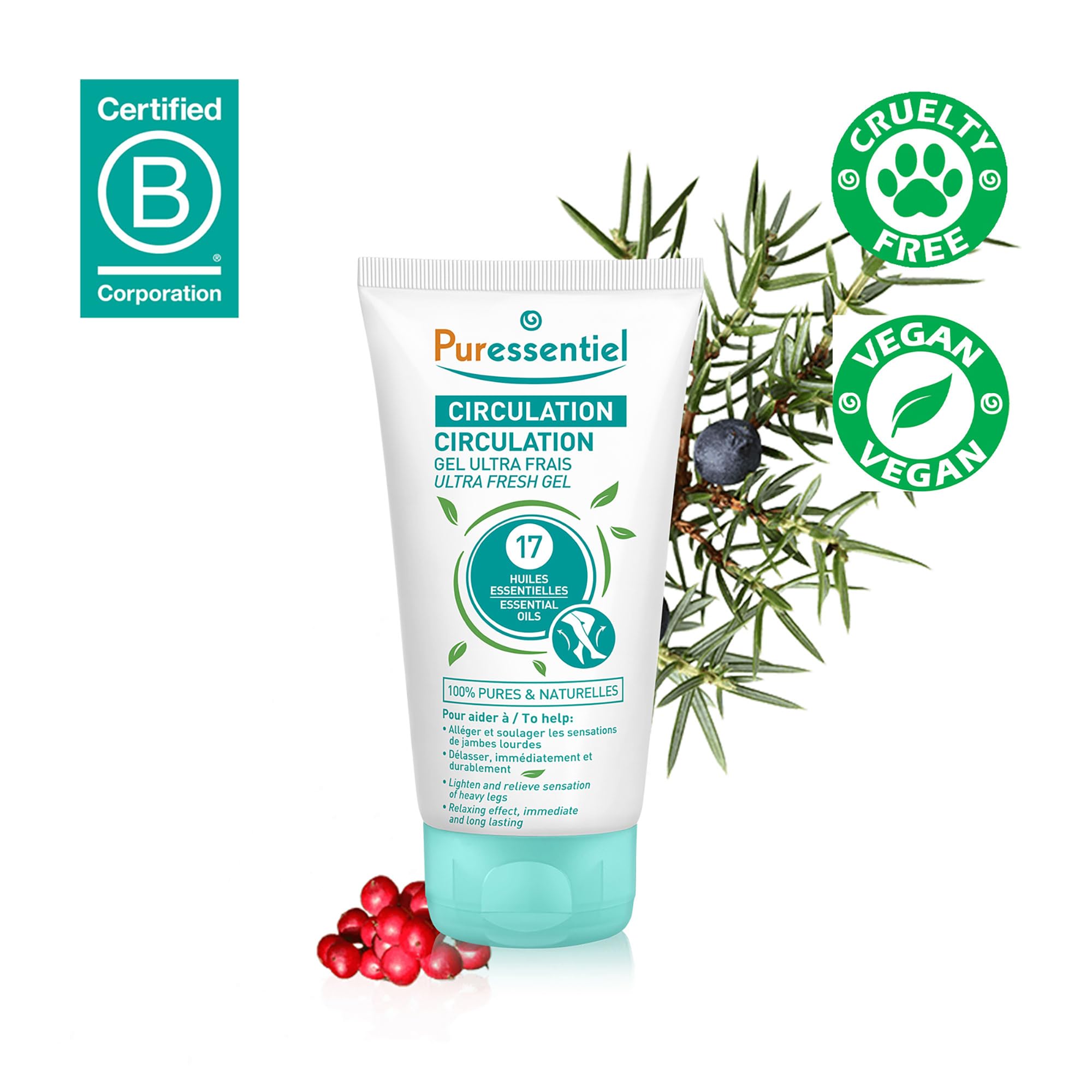 Puressentiel Soothing Gel for Tired Feet, Ankles, Legs - Aromatherapy Lotion with 17 Essential Oils for Body and Skin - Instant, Lasting Relief and Circulation - Natural and Alcohol Free - 4.22 oz Puressentiel buy supplements canada