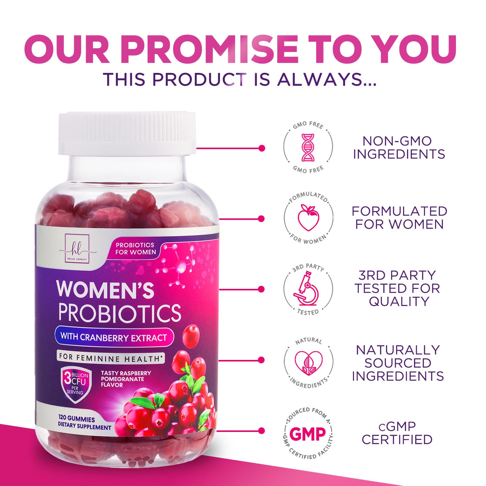 Probiotics for Women + Cranberry - 3 Billion CFU Guaranteed & 6 Vegan Strains for Women's Hello Lovely! buy supplements canada