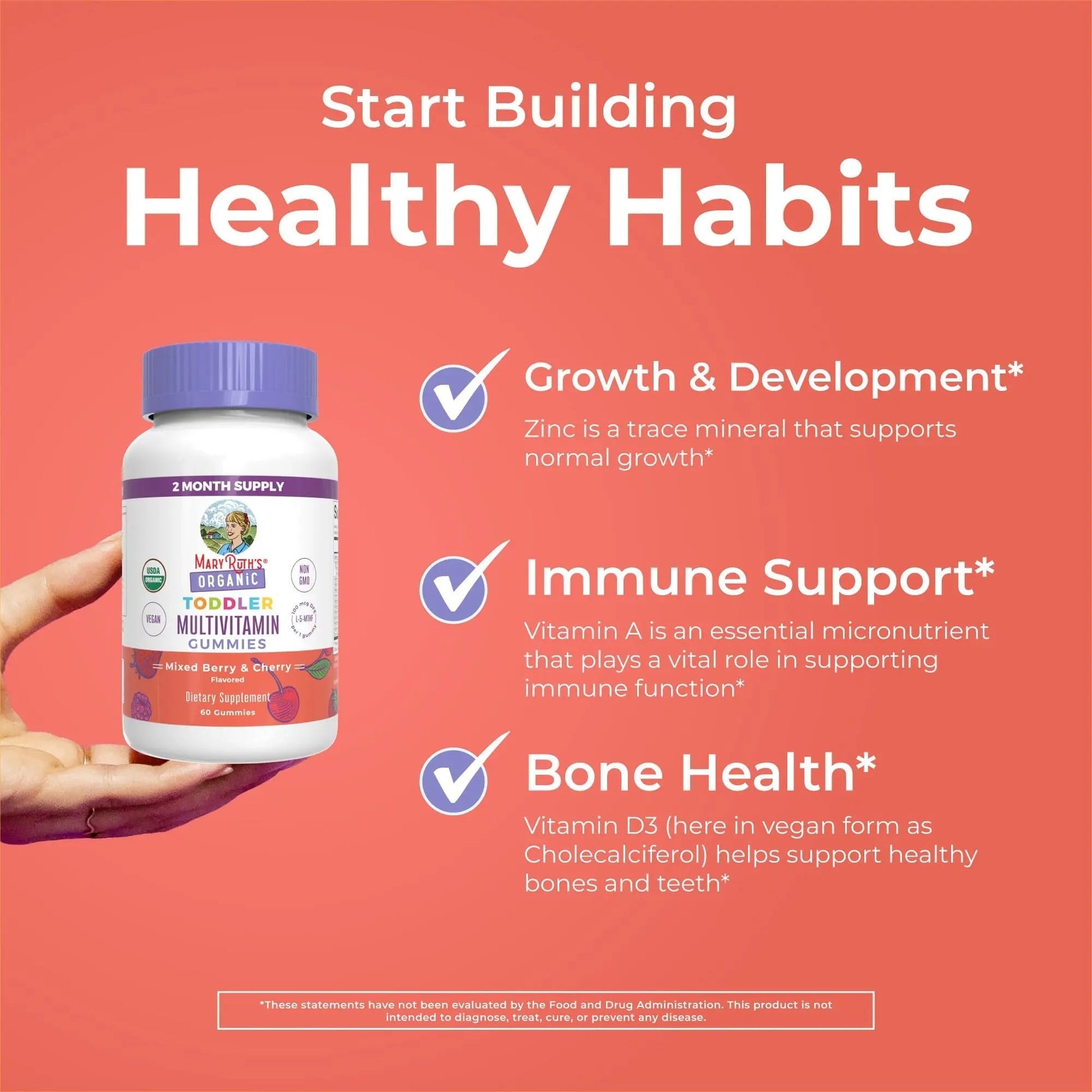 MaryRuth Organics Vitamin Gummy | Kids and Toddlers Age 2+ | USDA | Daily Vitamin C | D3 | Zinc | MaryRuth Organics buy supplements canada
