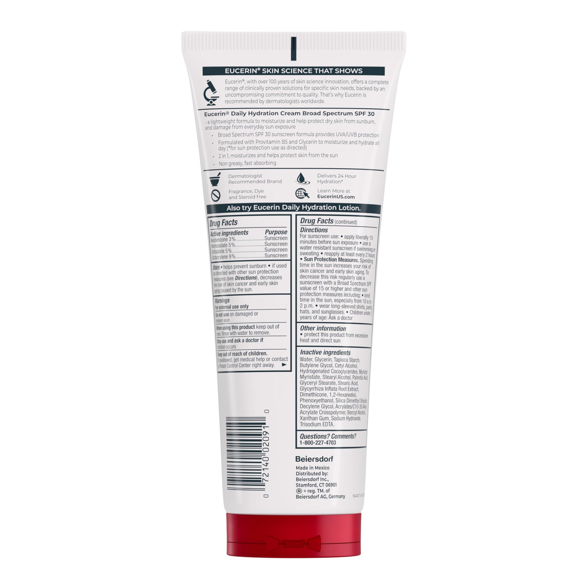 Eucerin Daily Hydration Broad Spectrum SPF 30 Sunscreen Body Cream for Dry Skin, Fragrance Free Sunscreen Moisturizer, 8 Oz Tube Eucerin buy supplements canada