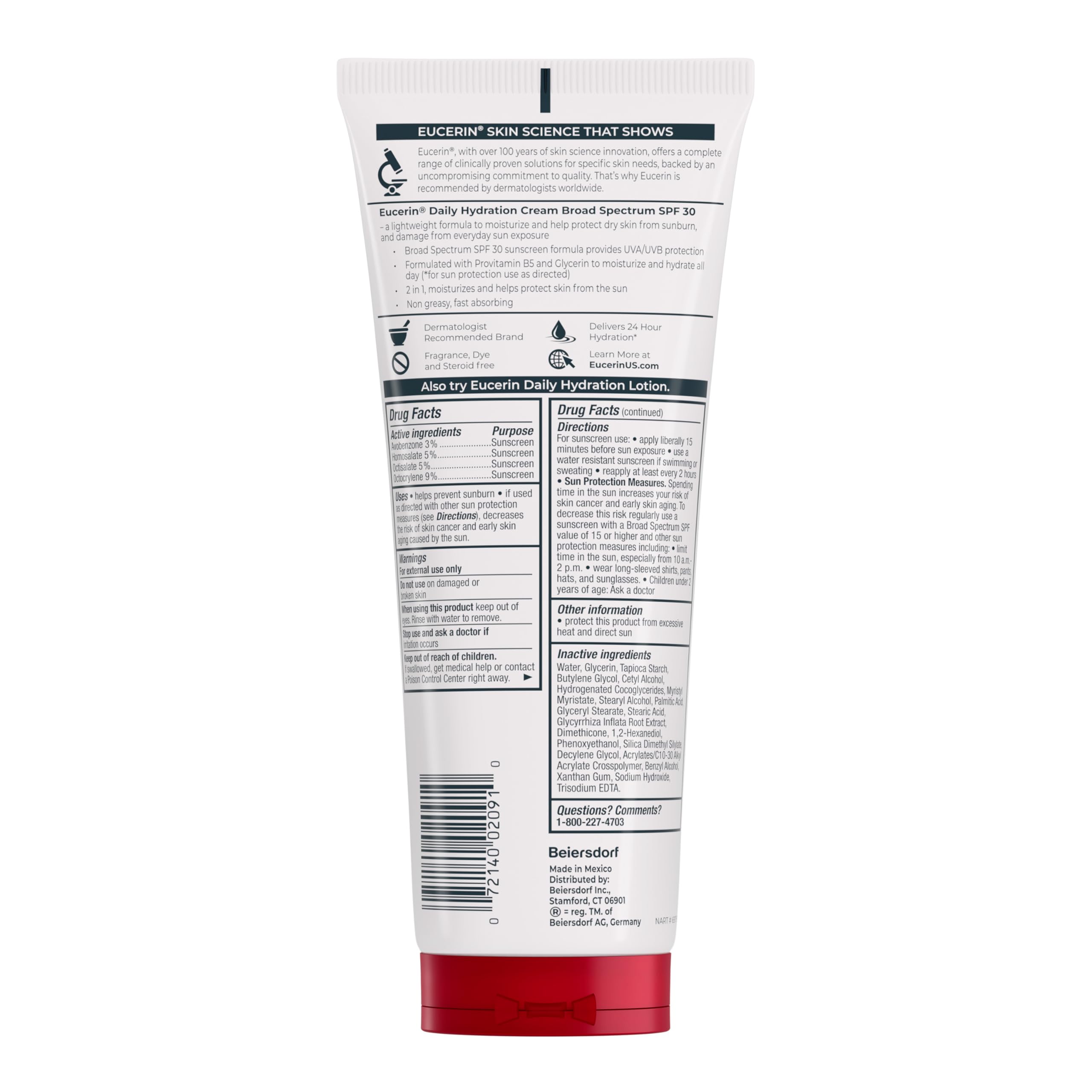 Eucerin Daily Hydration Broad Spectrum SPF 30 Sunscreen Body Cream for Dry Skin, Fragrance Free Sunscreen Moisturizer, 8 Oz Tube Eucerin buy supplements canada