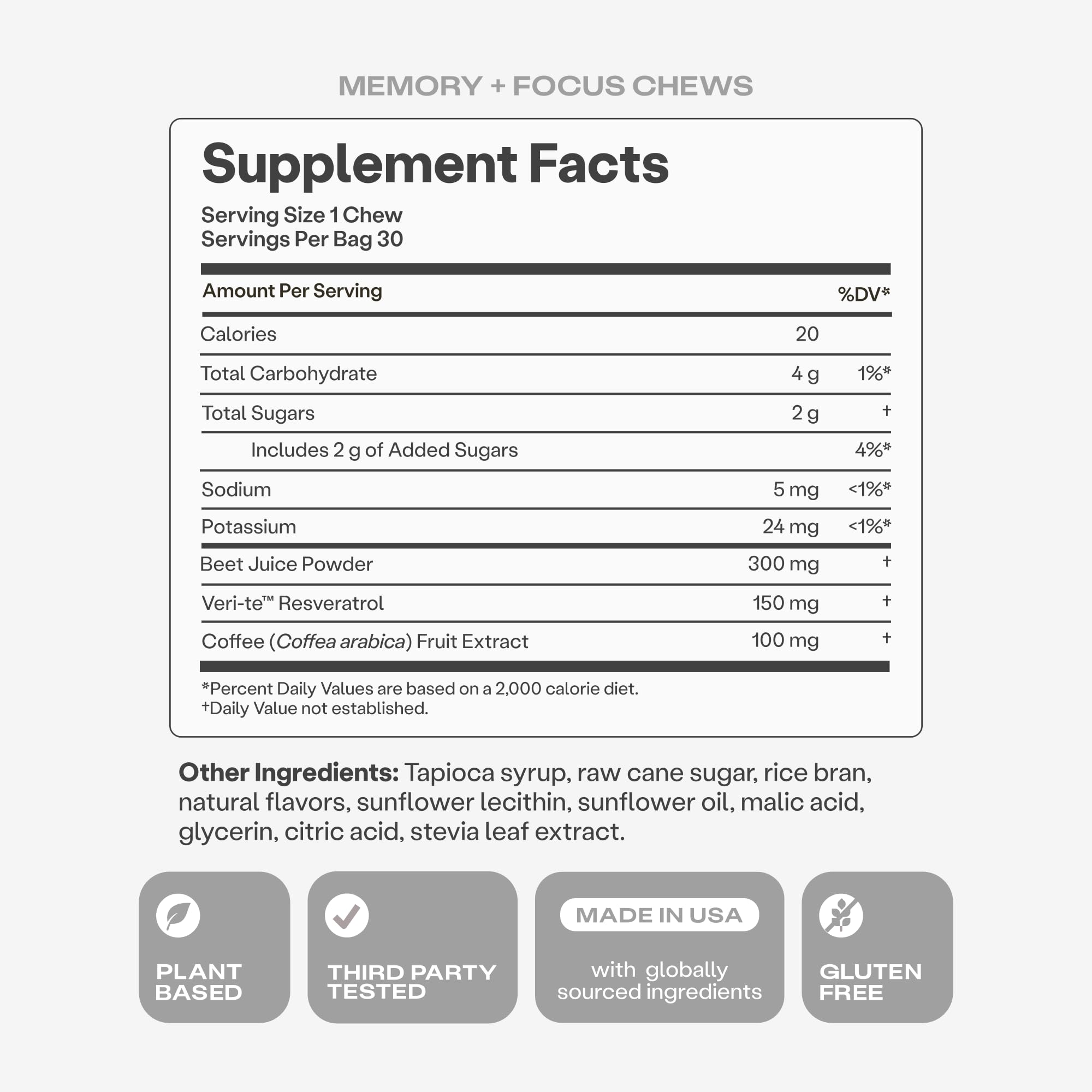 Humann Memory and Focus Chews, Brain Supplement for Mental Alertness with Beet Root Powder, Clinically Studied Nootropics, Resveratrol Plus Beet Root Powder Humann buy supplements canada