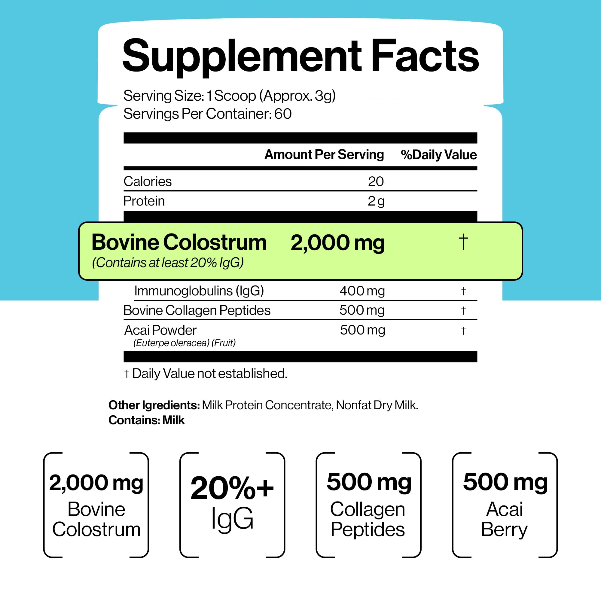 Luci Colostrum Powder 60 Servings, 3 in 1 with Collagen Peptides and Acai, Bovine Colostrum for Gut Health, Bloating, Collagen Protein for Muscle, Skin, Hair, Nails and Immunity, Gluten & Fat Free Luci Nutrition buy supplements canada