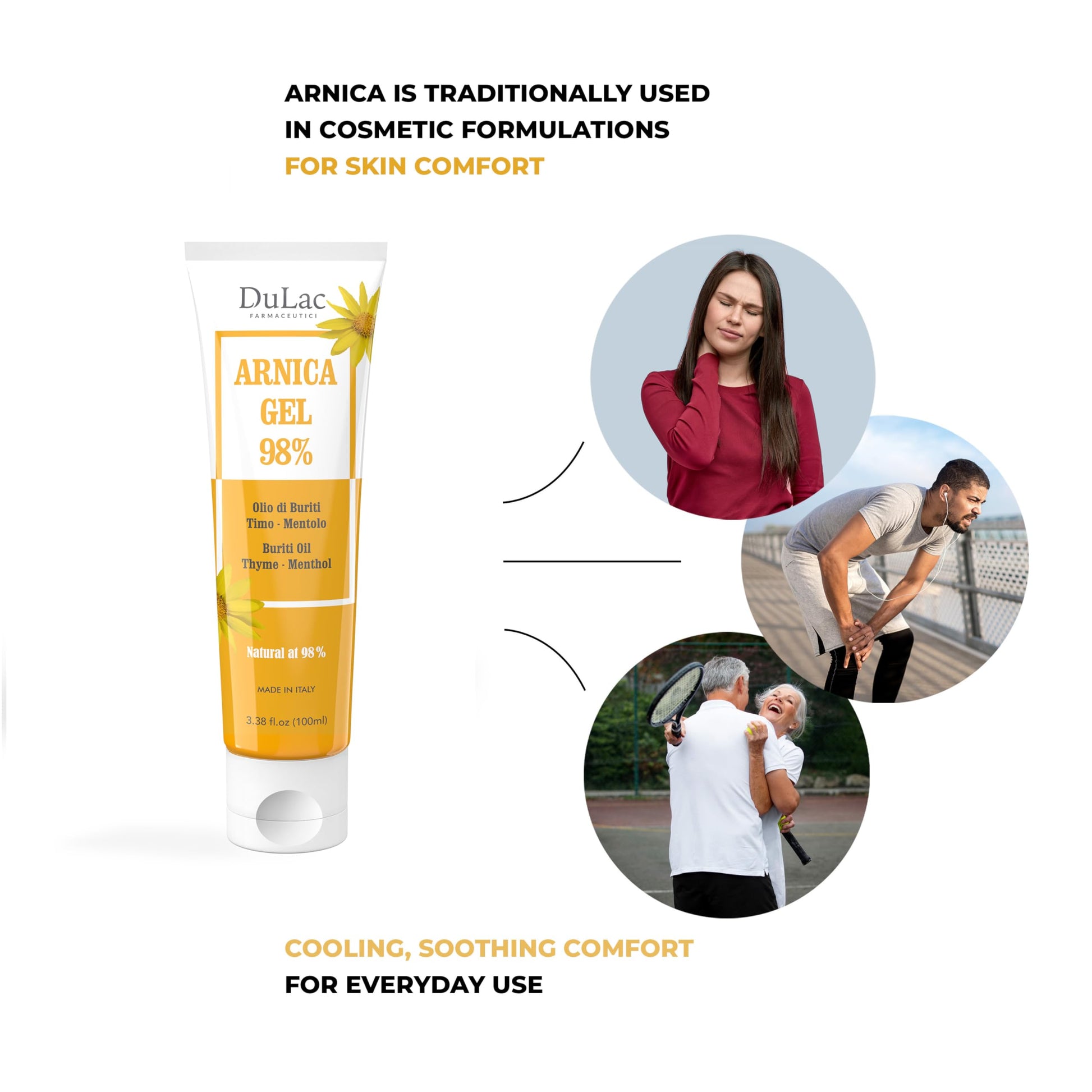Dulac Arnica Body Massage Gel – Water-Based Cosmetic Massage Gel with Arnica Montana, Fast-Absorbing Lightweight Texture, Non-Greasy Feel, Dermatologically Tested, 3.38 Fl Oz DULÀC FARMACEUTICI 1982 buy supplements canada