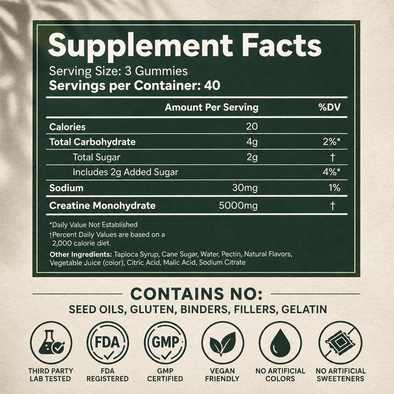 Creatine Monohydrate Gummies 5g - Only 2g Sugar, Made in USA - Sour Watermelon Flavor - Vegan & 3rd Party Tested - Pre & Post Workout Supplement for Women and Men (120 Count, 40 Servings) Cabana Nutrition buy supplements canada