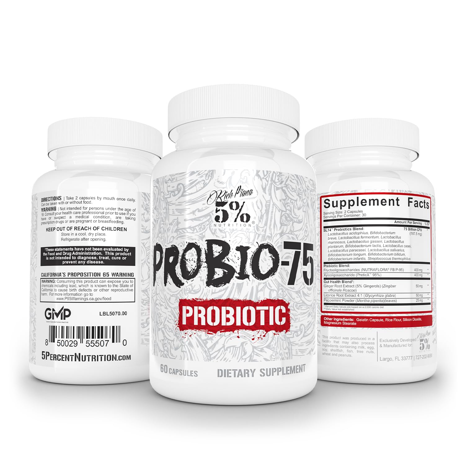 5% Nutrition Rich Piana Probio-75 Billion CFUs | Vegan, 14 Unique Strains 5% Nutrition buy supplements canada