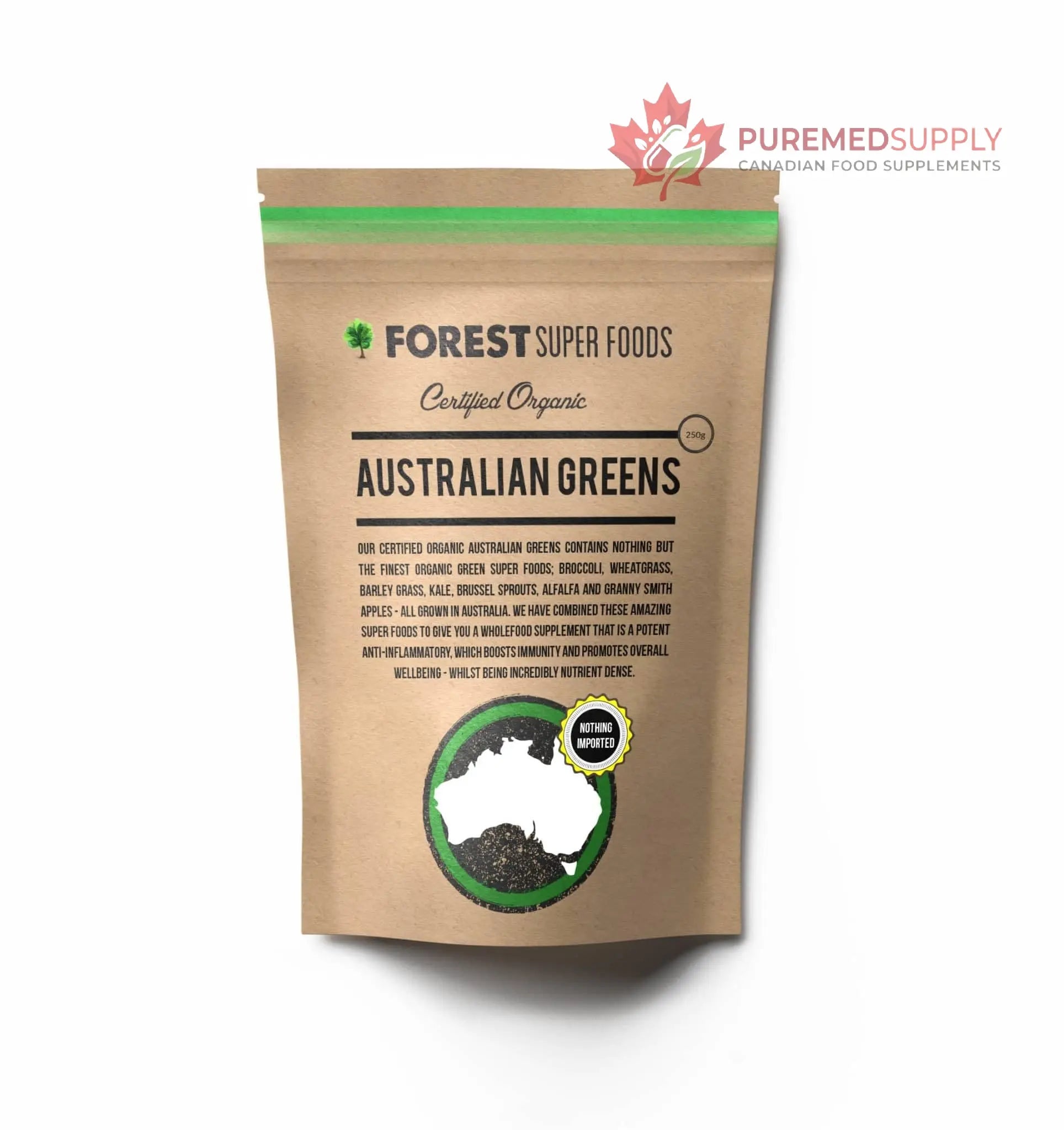 Certified Organic Australian Greens Whole Food Blend | 7 Incredible Whole Foods | No fillers or additives Forest Super Foods buy supplements canada