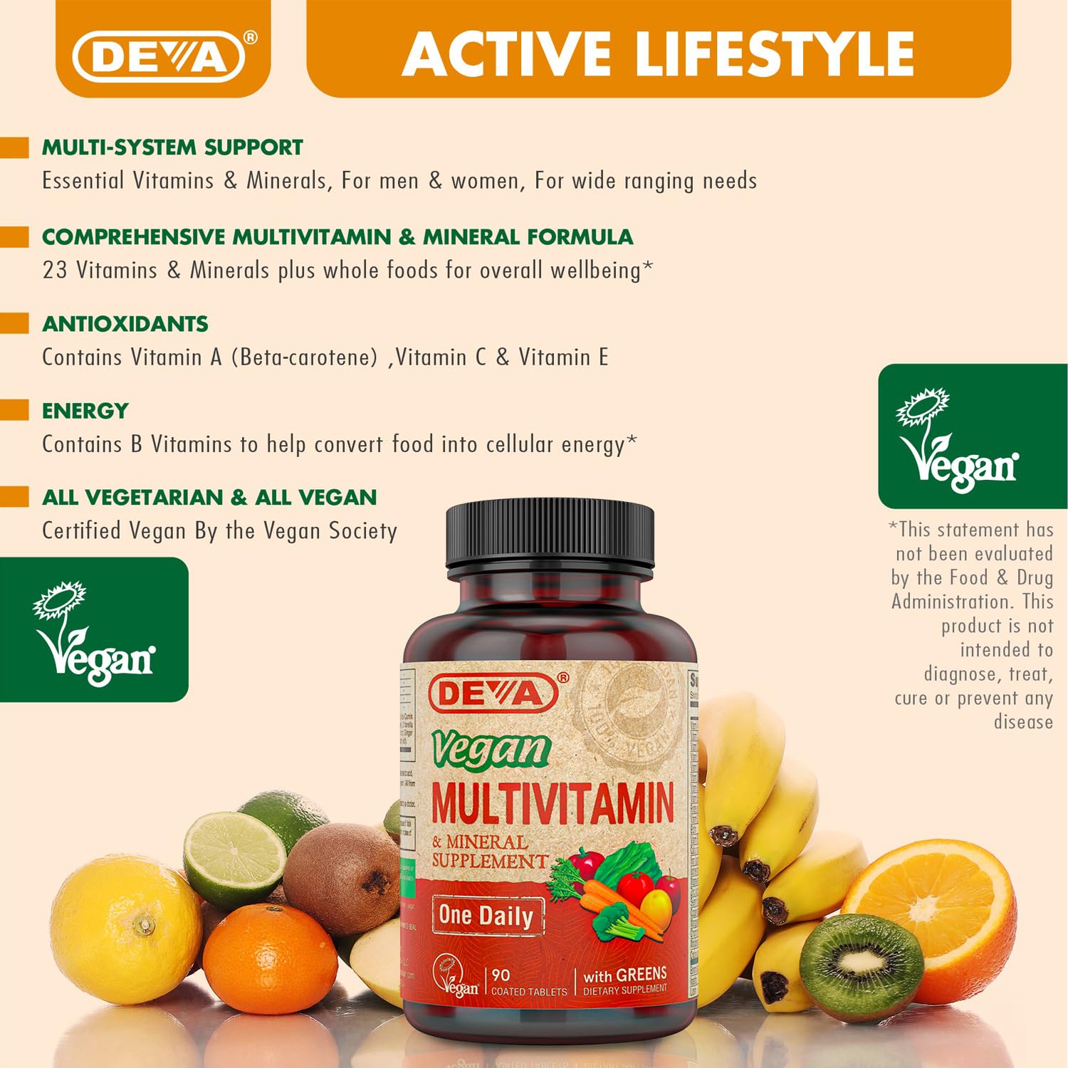 DEVA Vegan Multivitamin & Mineral Supplement with Iron 2-Pack, Spirulina, Chlorella, Ashwagandha, Broccoli & More, 90 Coated Tablets Each DEVA buy supplements canada