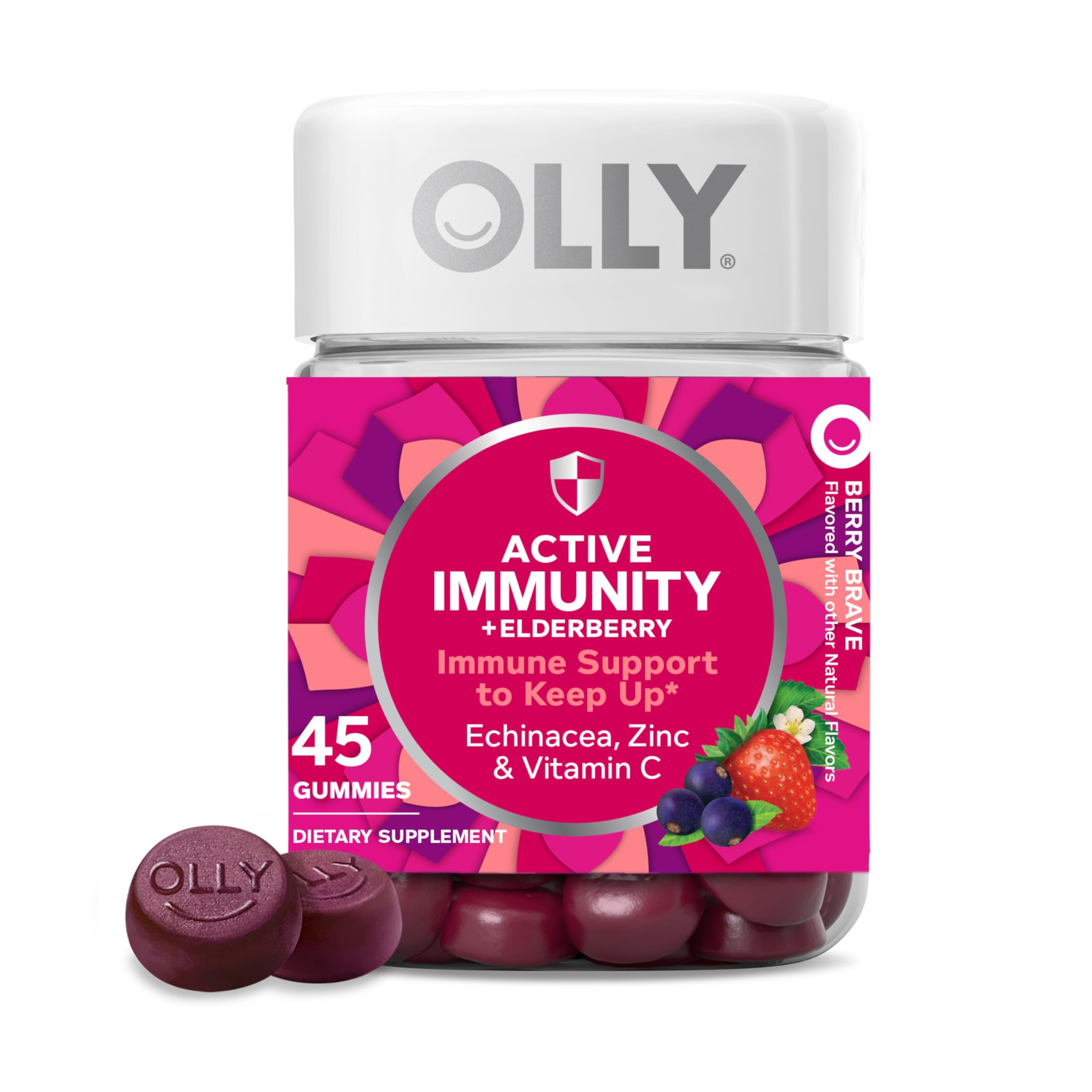 OLLY Immunity Gummy, Immune Support, Elderberry, Zinc, Vitamin C, Supplement, Berry Flavor, 15 Day Supply - 45 Count OLLY buy supplements canada