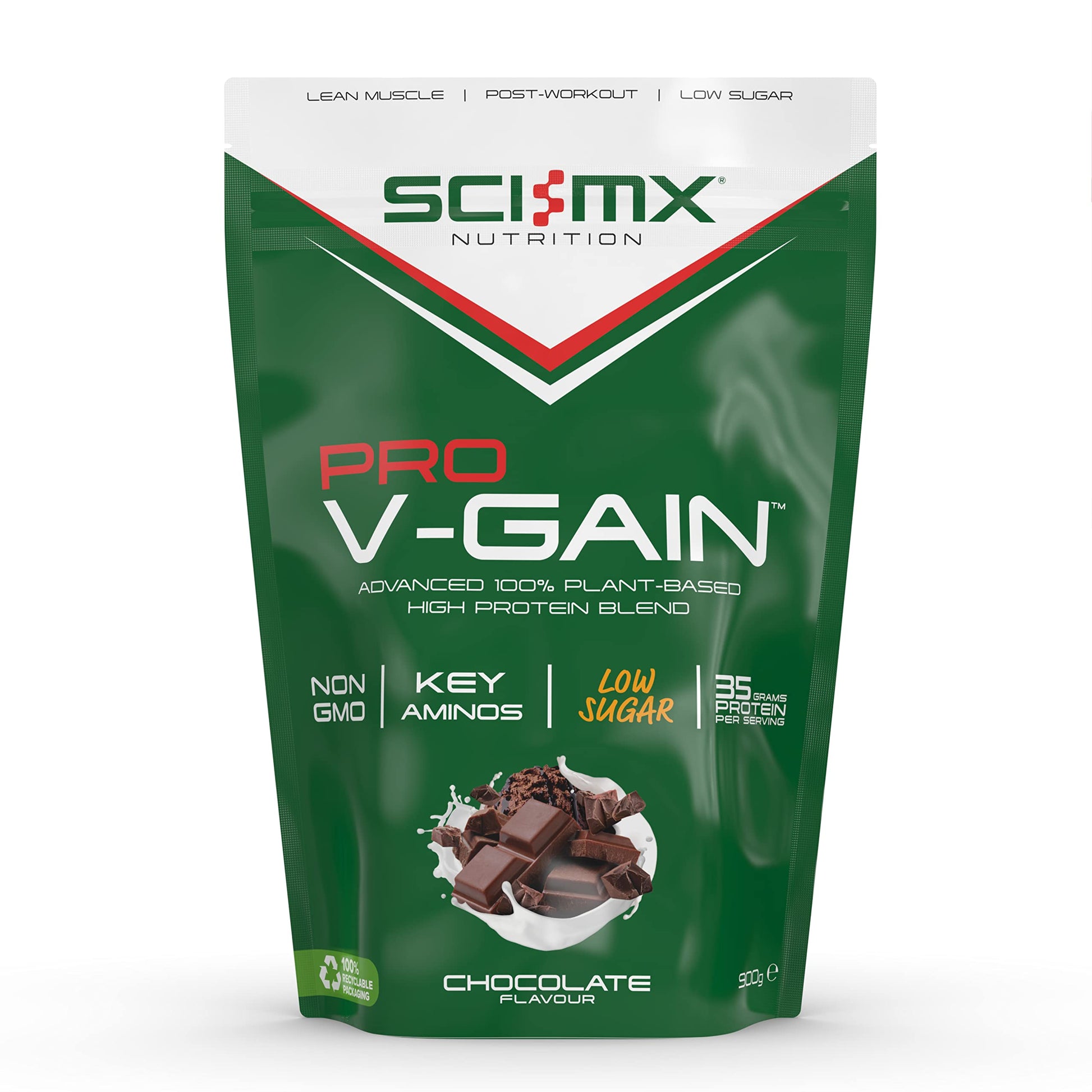 SCI-MX Pro V Gain 100% Plant Based Vegan Protein Formula With No Added Sugar - Chocolate Flavour - 900g - 20 SERVINGS SCI-MX buy supplements canada