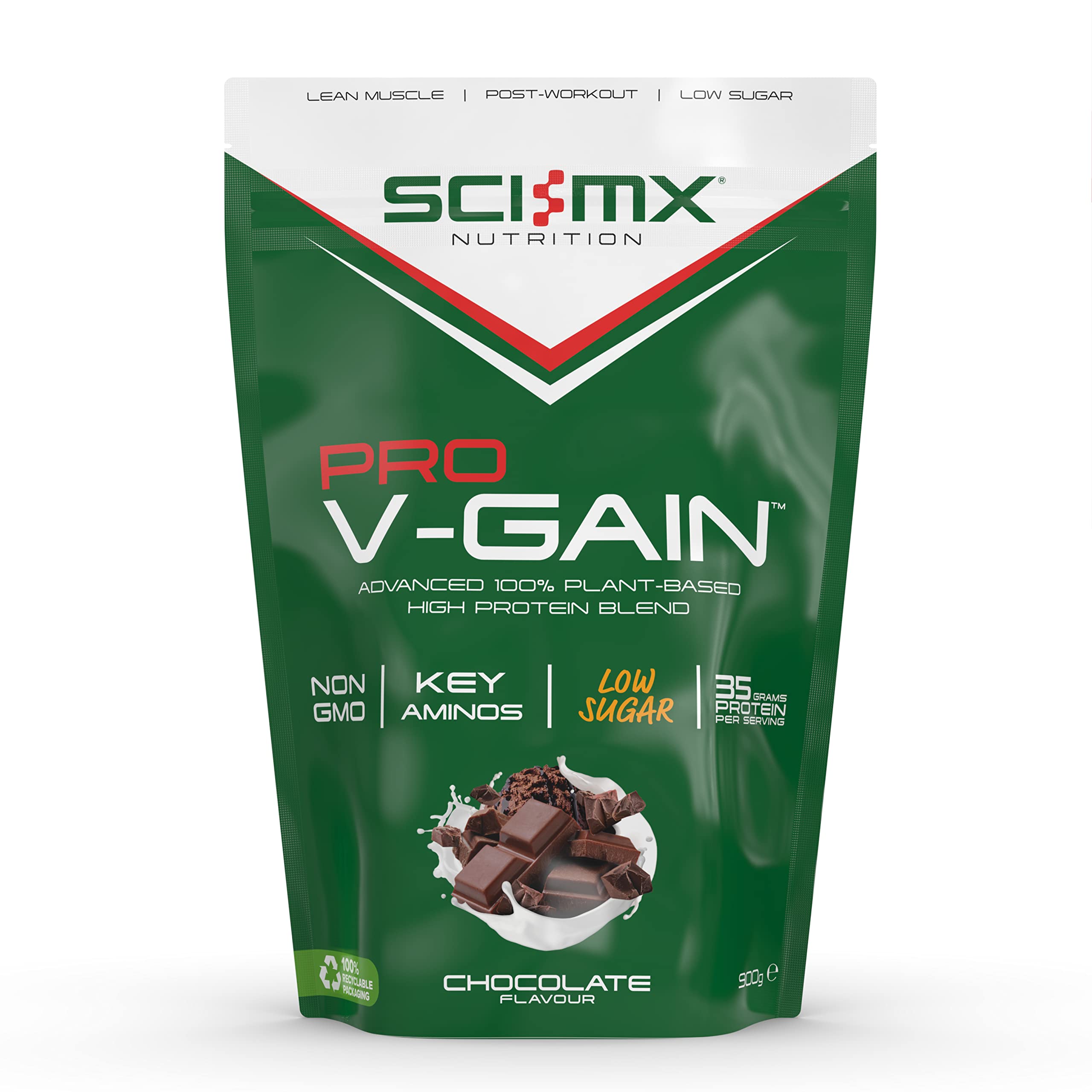 SCI-MX Pro V Gain 100% Plant Based Vegan Protein Formula With No Added Sugar - Chocolate Flavour - 900g - 20 SERVINGS SCI-MX buy supplements canada