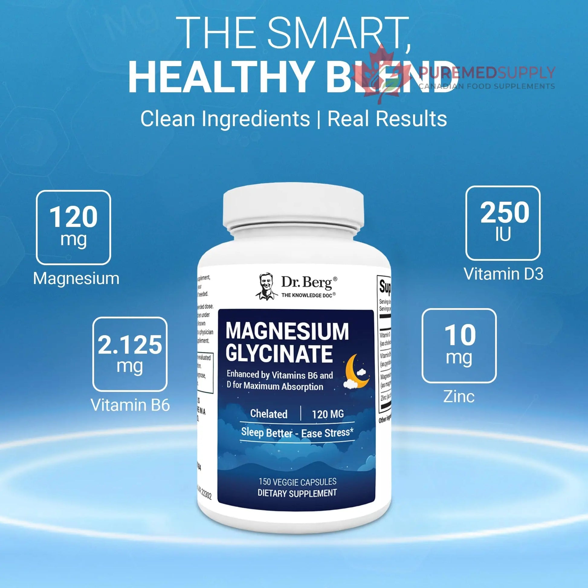 Dr. Berg Magnesium Glycinate 150ct – 4-in-1 Chelated for Muscle, Nerve, Sleep & Stress Support*– w/ D3, B6 & Zinc – 4X Lab-Tested – No Fillers – Formulated in USA, GMP-Certified Dr. Berg Nutritionals buy supplements canada