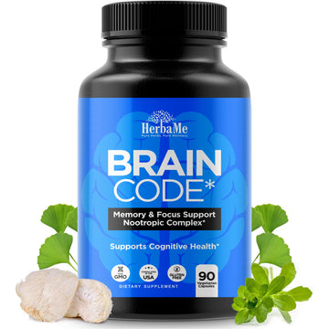 HerbaMe Brain Code Nootropic Brain Supplement for Memory and Focus | Supports Cognitive Health & Mental Clarity, Enhance Concentration | 90 Capsules HerbaMe buy supplements canada