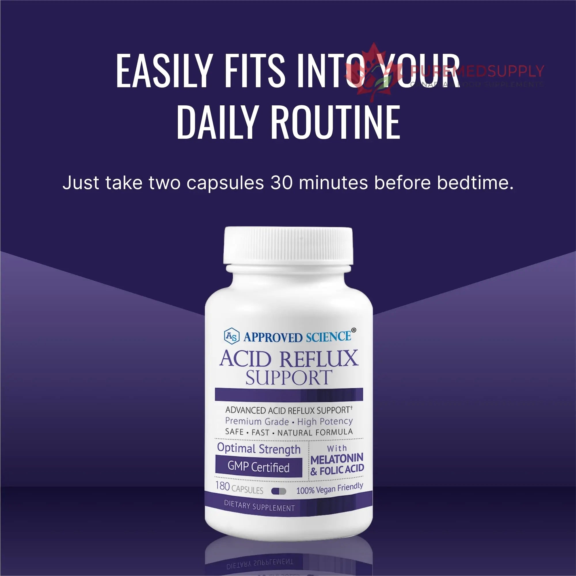 Approved Science® Acid Reflux Support - with Melatonin, Marshmallow Root, L-Taurine -180 Capsules - Vegan Approved Science buy supplements canada