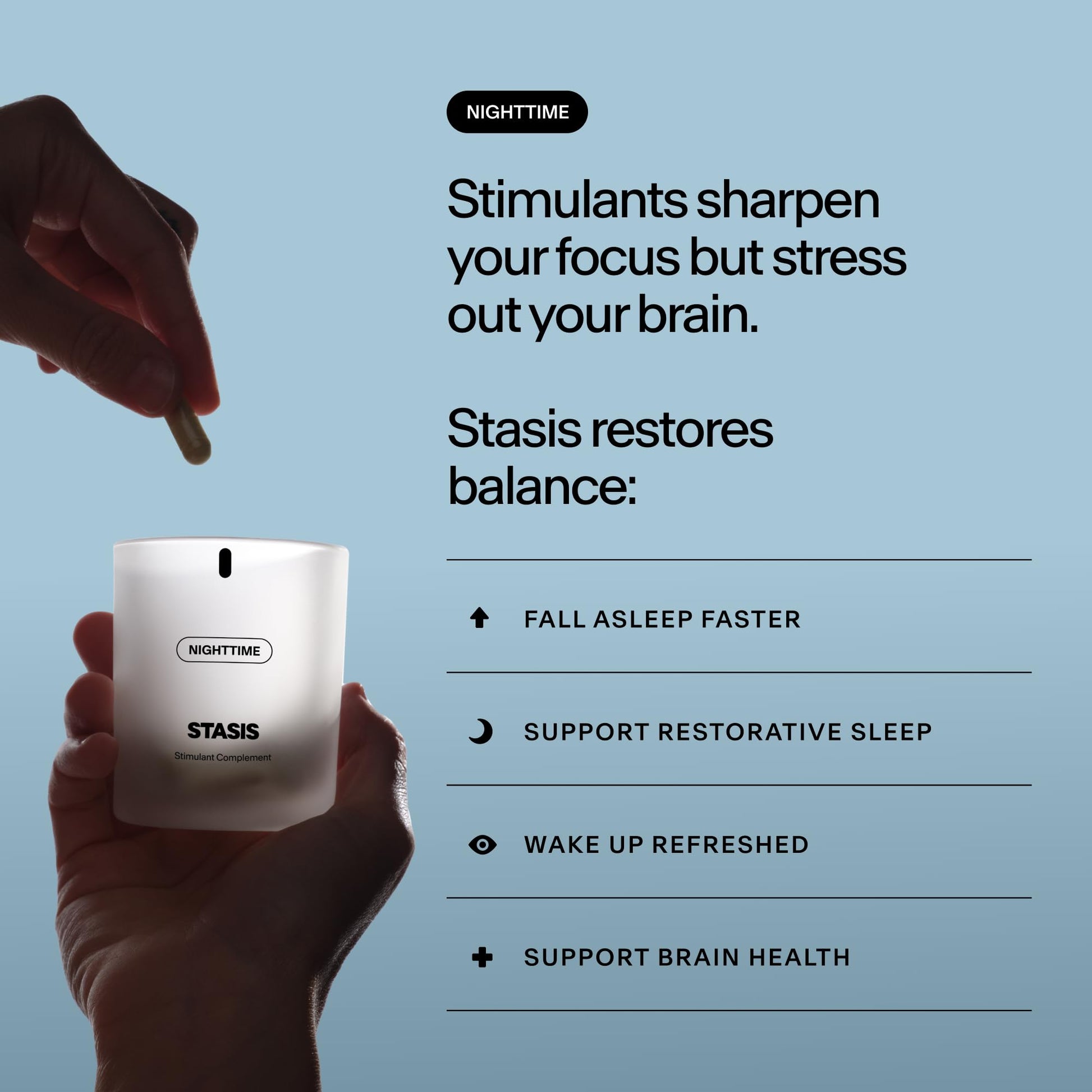 STASIS Nighttime Supplement for Men & Women with Magnesium, Melatonin, Zinc & Botanical Extracts, Evening Routine Support Capsules for Bedtime Use, Vegan, Non GMO, 25 Servings, 1 Month Supply STASIS buy supplements canada