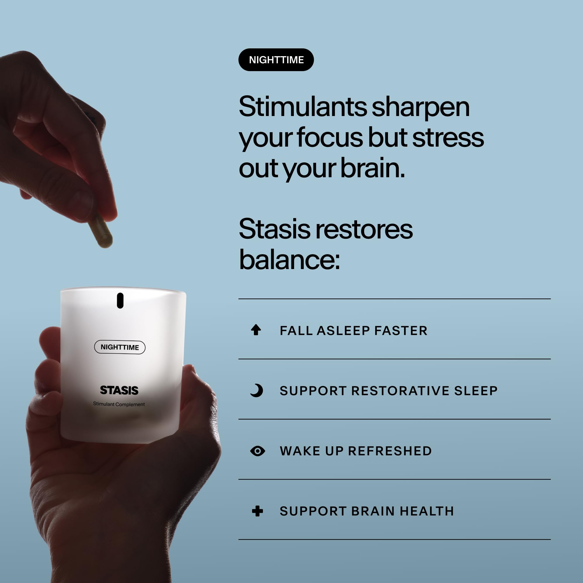 STASIS Nighttime Supplement for Men & Women with Magnesium, Melatonin, Zinc & Botanical Extracts, Evening Routine Support Capsules for Bedtime Use, Vegan, Non GMO, 25 Servings, 1 Month Supply STASIS buy supplements canada