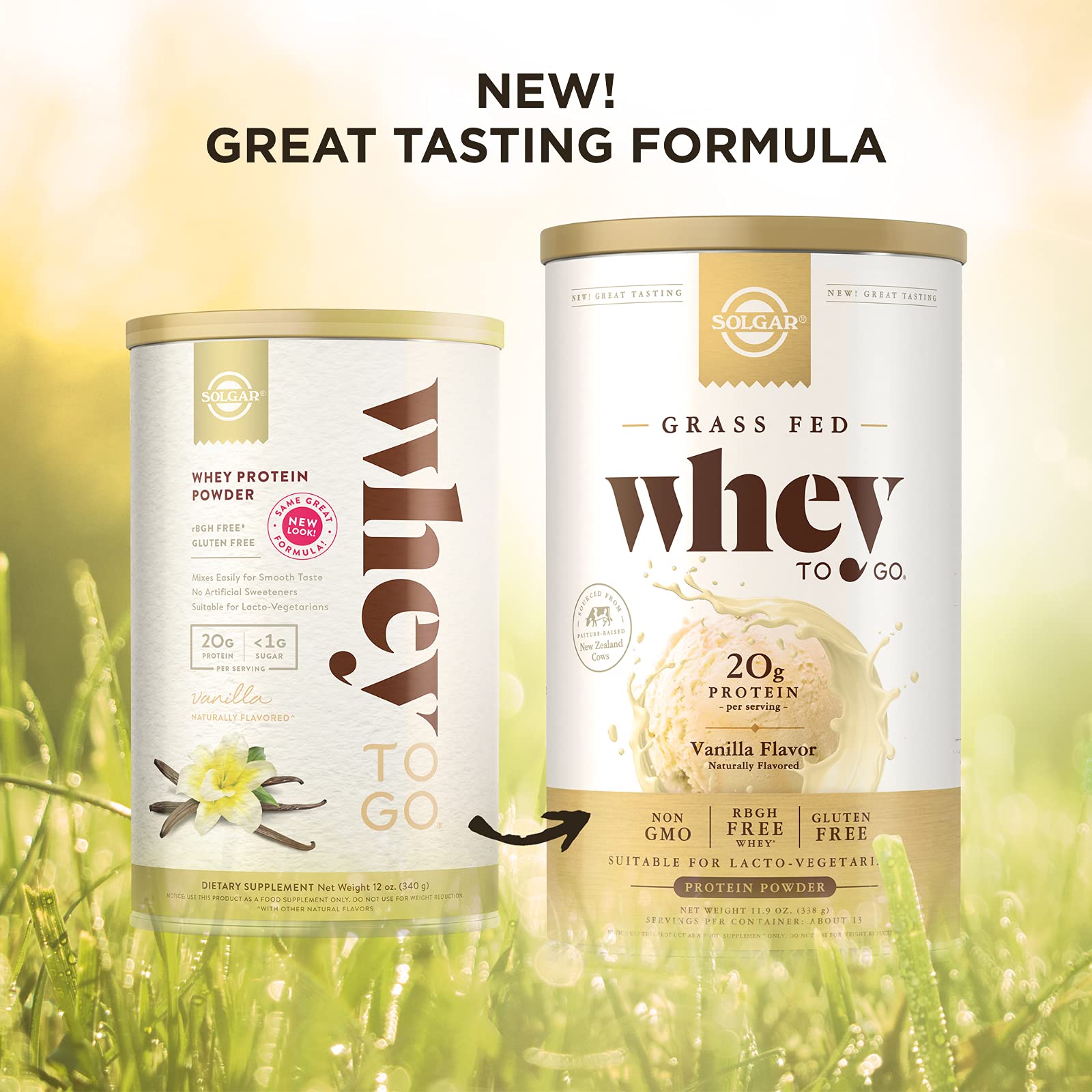 Solgar Whey To Go Natural Vanilla Flavour Protein Powder 340 g - Grass-Fed Whey from New Zealand Cows SOLGAR buy supplements canada