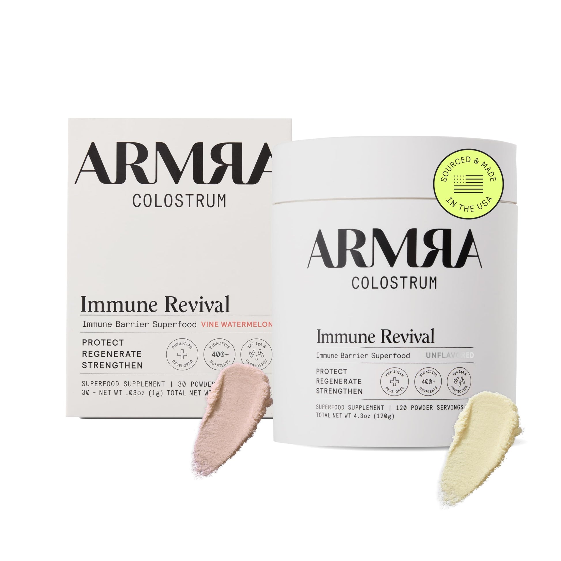ARMRA Colostrum™ Premium Powder, Grass Fed, Gut Health Bloating Immunity Skin & Hair, Contains 400+ Bioactive Nutrients, Keto, Gluten & Fat Free (Vine Watermelon, Unflavored Bundle | 150 Servings) ARMRA buy supplements canada