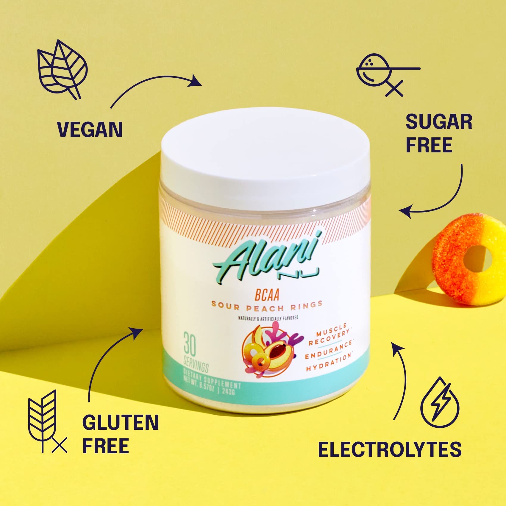 Alani Nu Breezeberry Pre Workout and BCAA Sour Peach Rings Post Workout Powder Alani Nu buy supplements canada