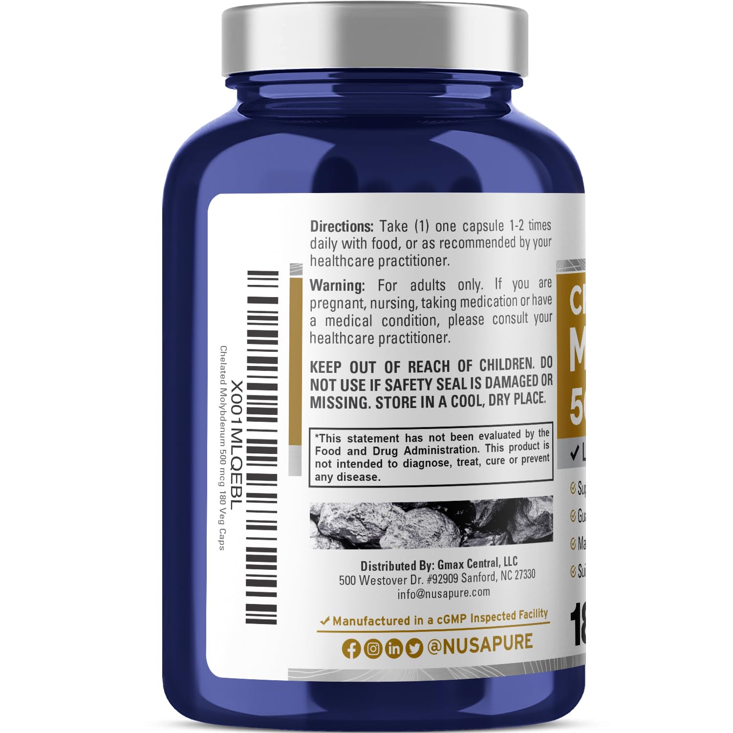 NusaPure Chelated Molybdenum 500 mcg 180 Vegetarian Caps (Vegan, Non-GMO) NusaPure buy supplements canada