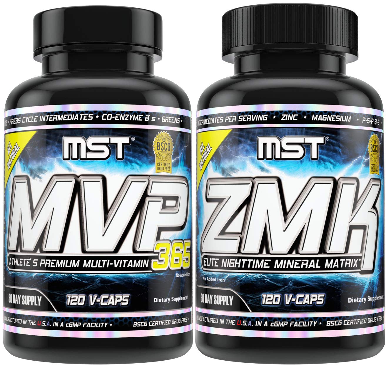MST Foundation Stack, ZMK Nighttime Multi-Mineral, 120 V-Caps and MVP-365 Premium Multiple Vitamin, 1000iu Vitamin D3, 120 V-Caps, BSCG Certified Drug Free Millennium Sport Technologies MST buy supplements canada