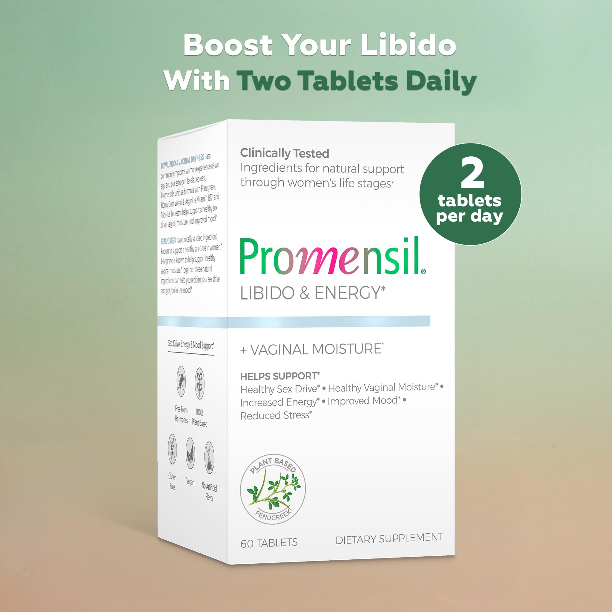 Promensil Libido & Energy - Libido Booster for Women, Sexual Health Support for Women with Low Estrogen, Fenugreek, Horny Goat Weed & Vitamins for Menopause, Clinically Proven - 30 Day Supply Promensil buy supplements canada