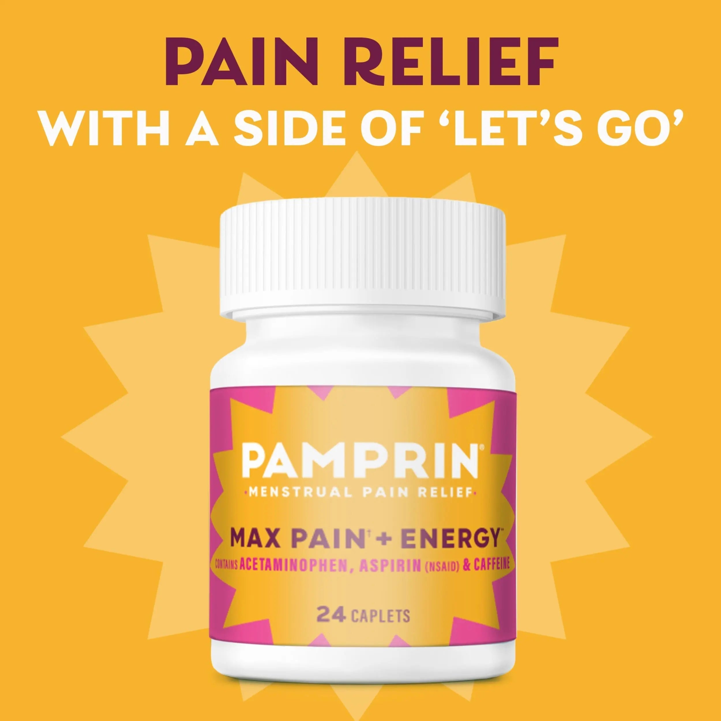 Pamprin Maximum Strength Max Pain and Energy Formula, Menstrual Period Symptoms Relief for Cramps, Bloating and Fatigue, 24 Caplets Pamprin buy supplements canada