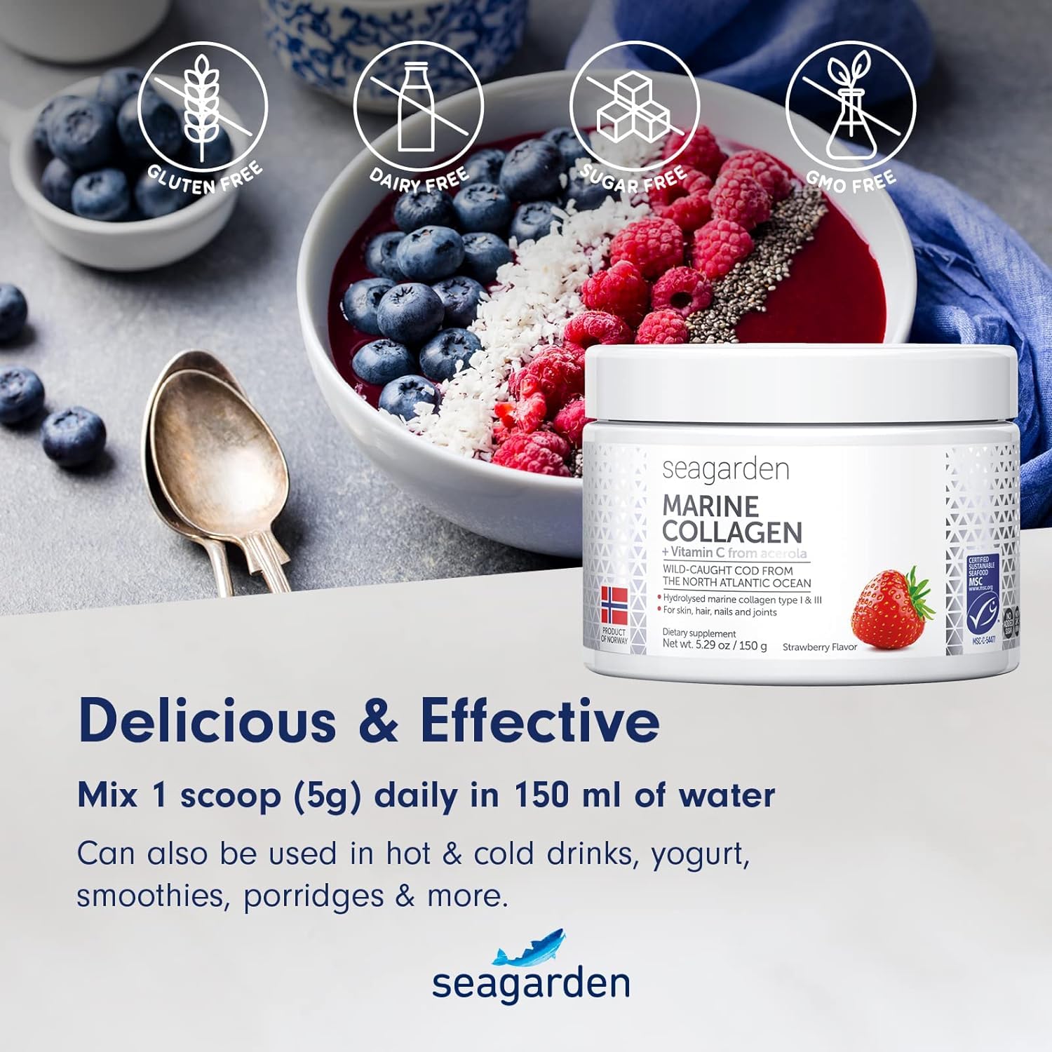 Seagarden Marine Collagen Powder + Vitamin C | Collagen Peptides Powder (Type I & III) SEAGARDEN buy supplements canada