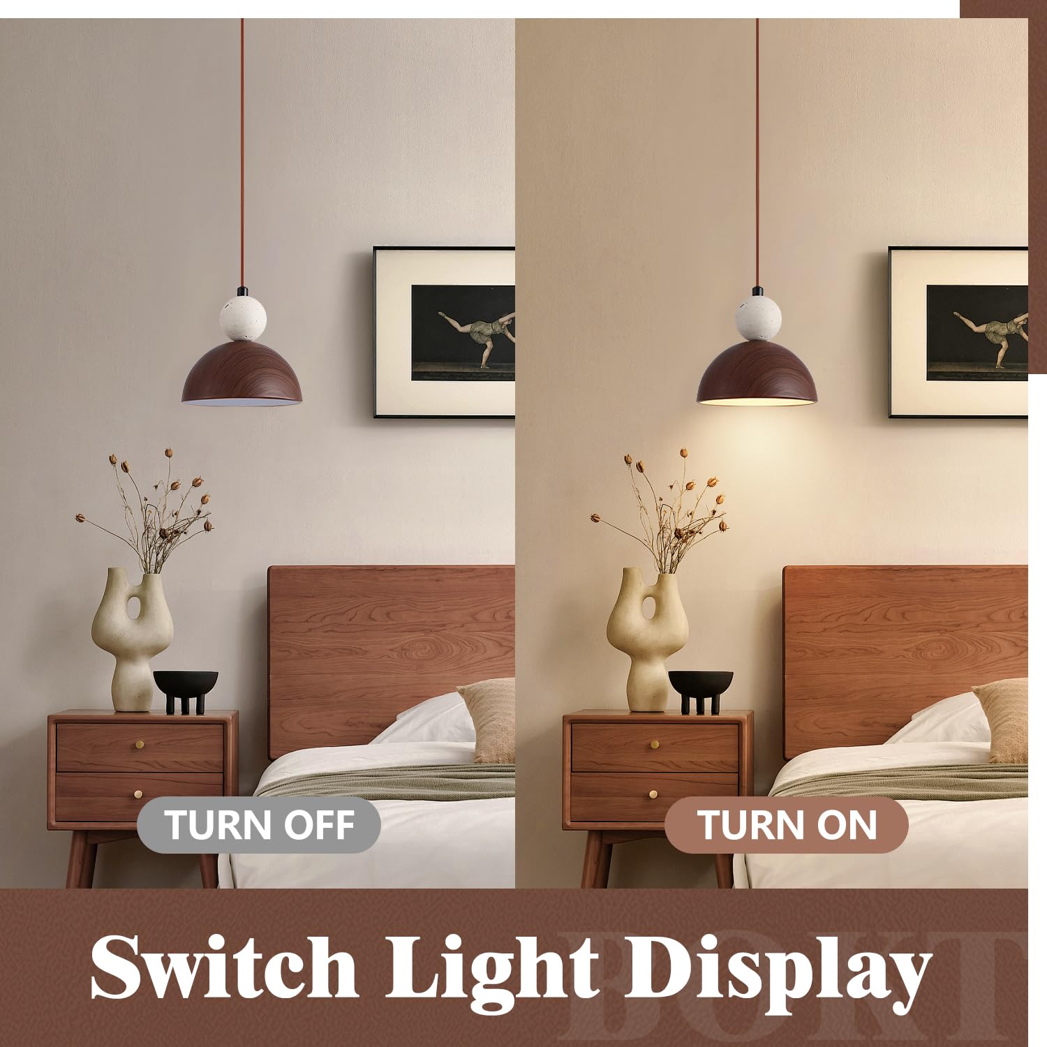 BOKT Wabi Sabi Pendant Light Nordic LED Ceiling Hanging Light Modern Natural Stone Pendant Light Adjustable Dimmable Walnut Mini Chandelier for Dining Room Living Room BOKT buy supplements canada