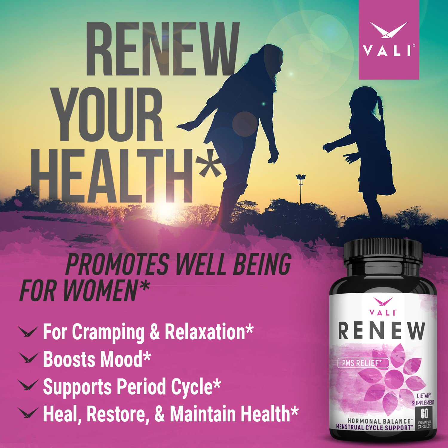 VALI Renew PMS Relief Supplement. Women’s Menstrual Cycle Support. Herbal Formula VALI buy supplements canada
