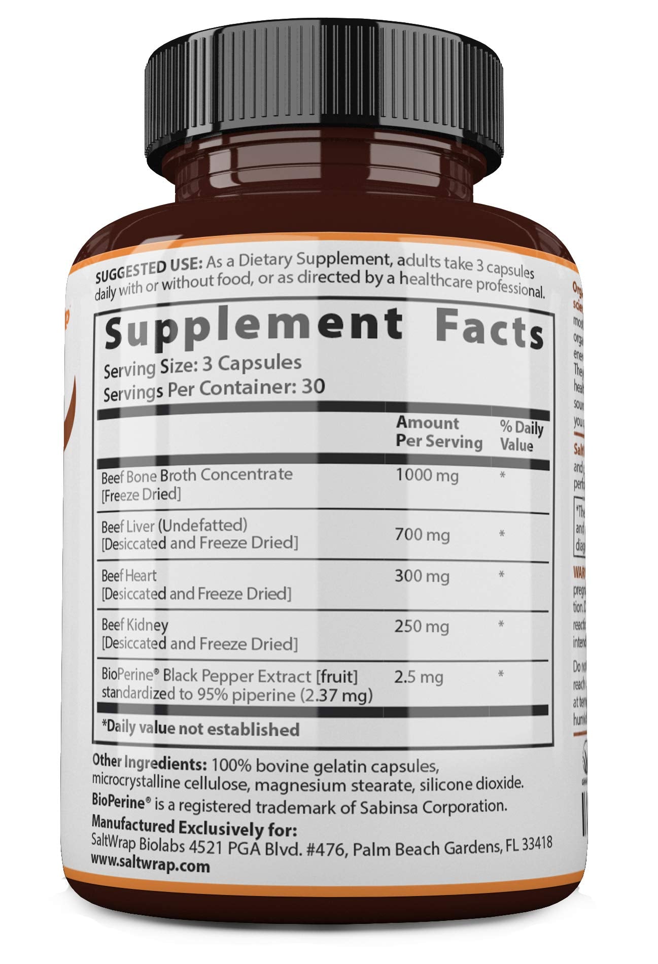 SaltWrap Organ Therapy - Grass Fed Beef Organ Meat Complex Supplement with Organic SaltWrap buy supplements canada