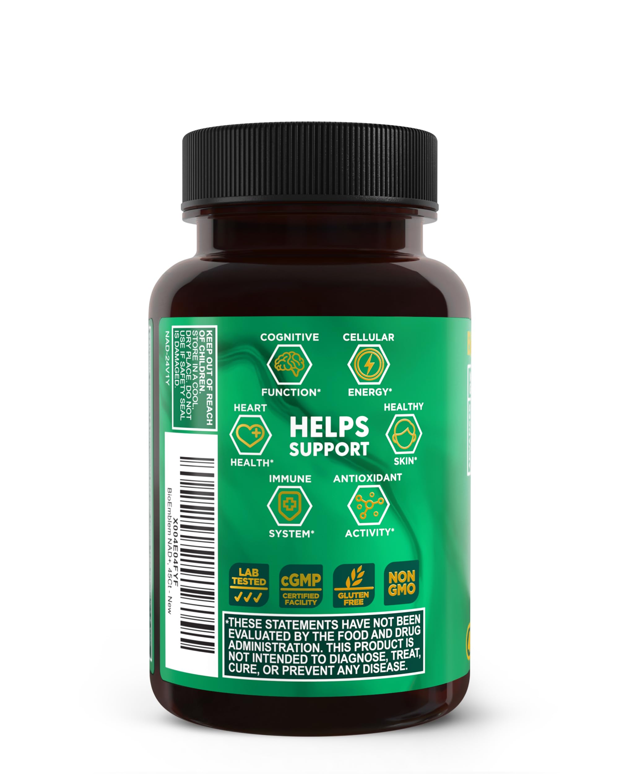 BioEmblem NAD+ Supplement | 300 mg Nicotinamide Riboside with CoQ10 & Resveratrol | Supports Healthy Aging, Cellular Energy and Cognitive Function | Non-GMO, Gluten Free - 45 Capsules BioEmblem buy supplements canada