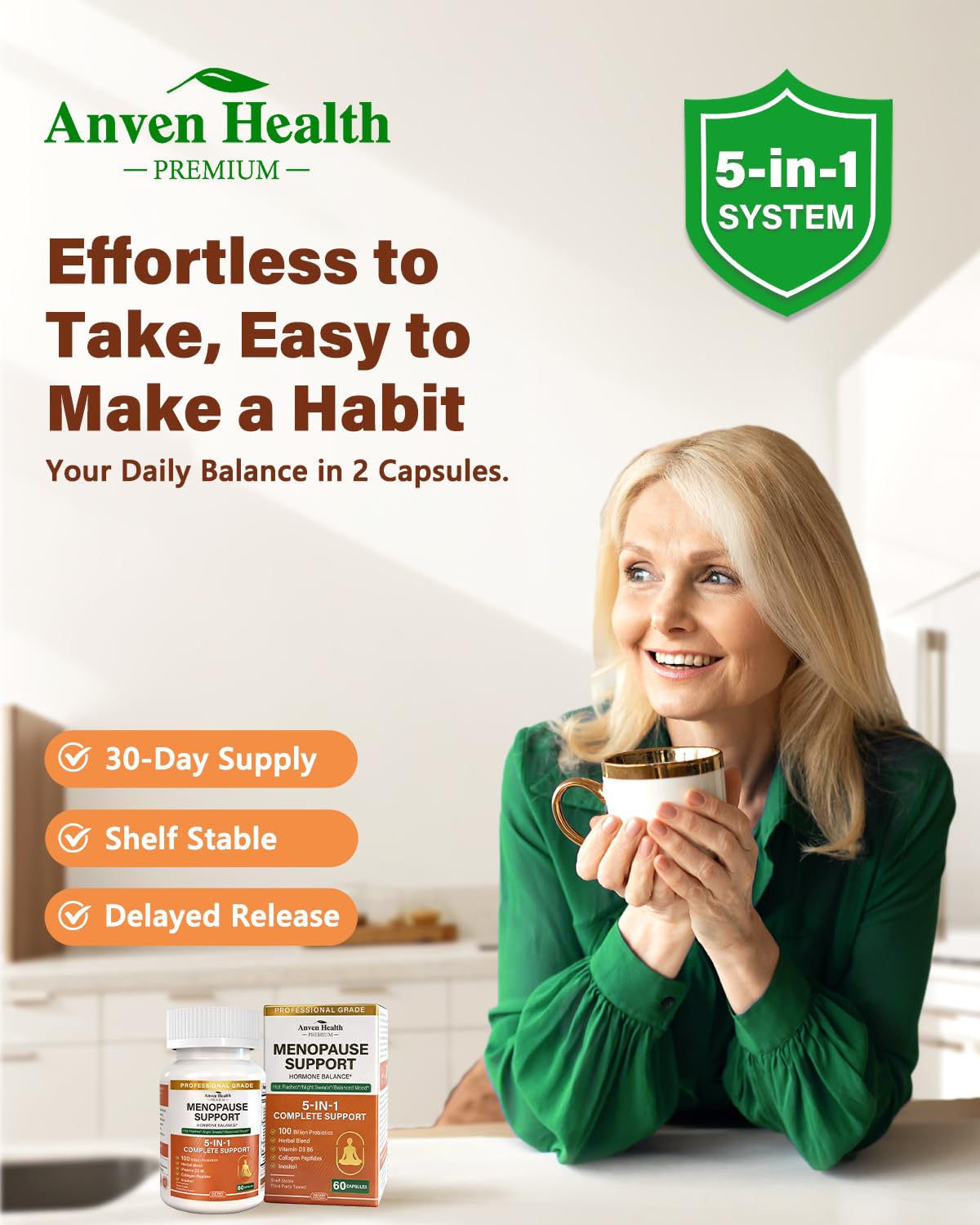 Anven Health Menopause Supplements for Women, Vitamin D3 & B6, Menopause Relief Probiotics Supports Hot Flashes, Night Sweats, Bloating & Gut Health with Black Cohosh, Herbs, Collagen | 60 Veggie Caps Anven Health buy supplements canada