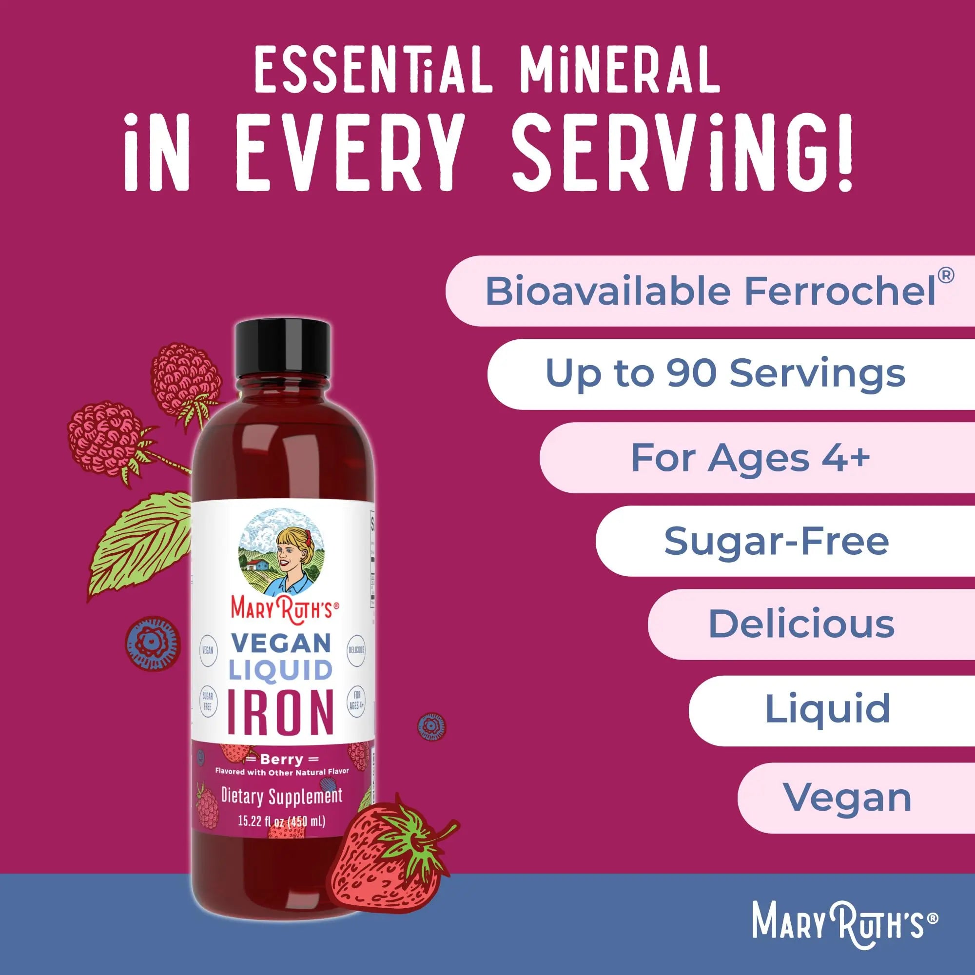 MaryRuth's Multivitamin Gummies for Women (Cherry & Raspberry) & Iron Liquid Supplement (Berry) | Clean Label Project Verified MARYRUTH'S buy supplements canada