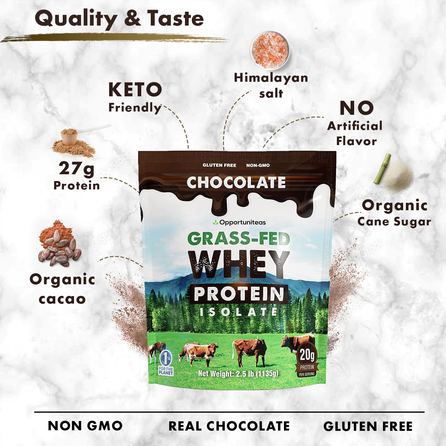 Opportuniteas Chocolate Whey Protein Powder - Grass Fed Whey Isolate + Organic Cacao Opportuniteas buy supplements canada