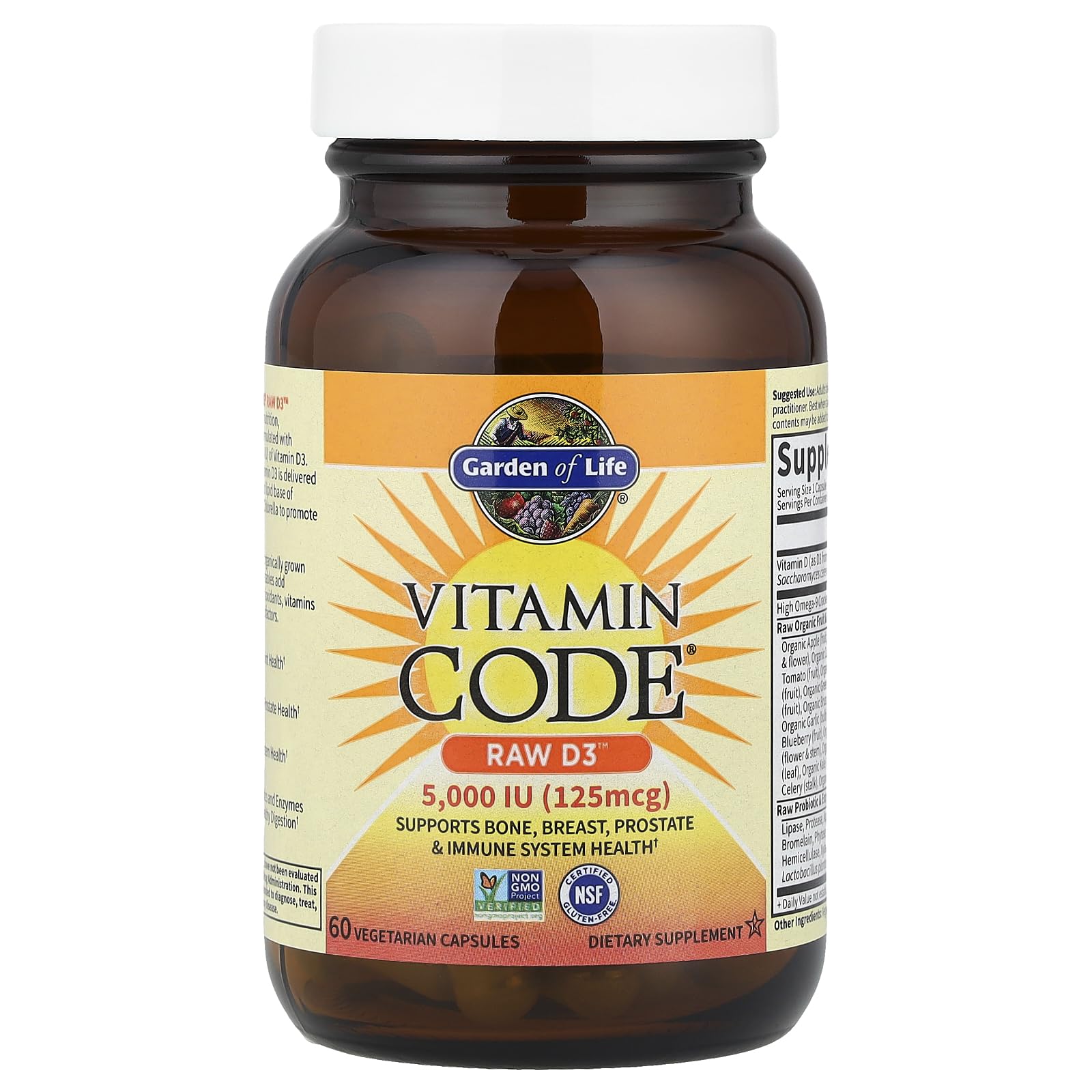 Garden of Life Vitamin D3 5000 IU, Raw Whole Food Supplements with Chlorella, Fruit, Veggies & Probiotics for Bone & Immune Health Garden of Life buy supplements canada