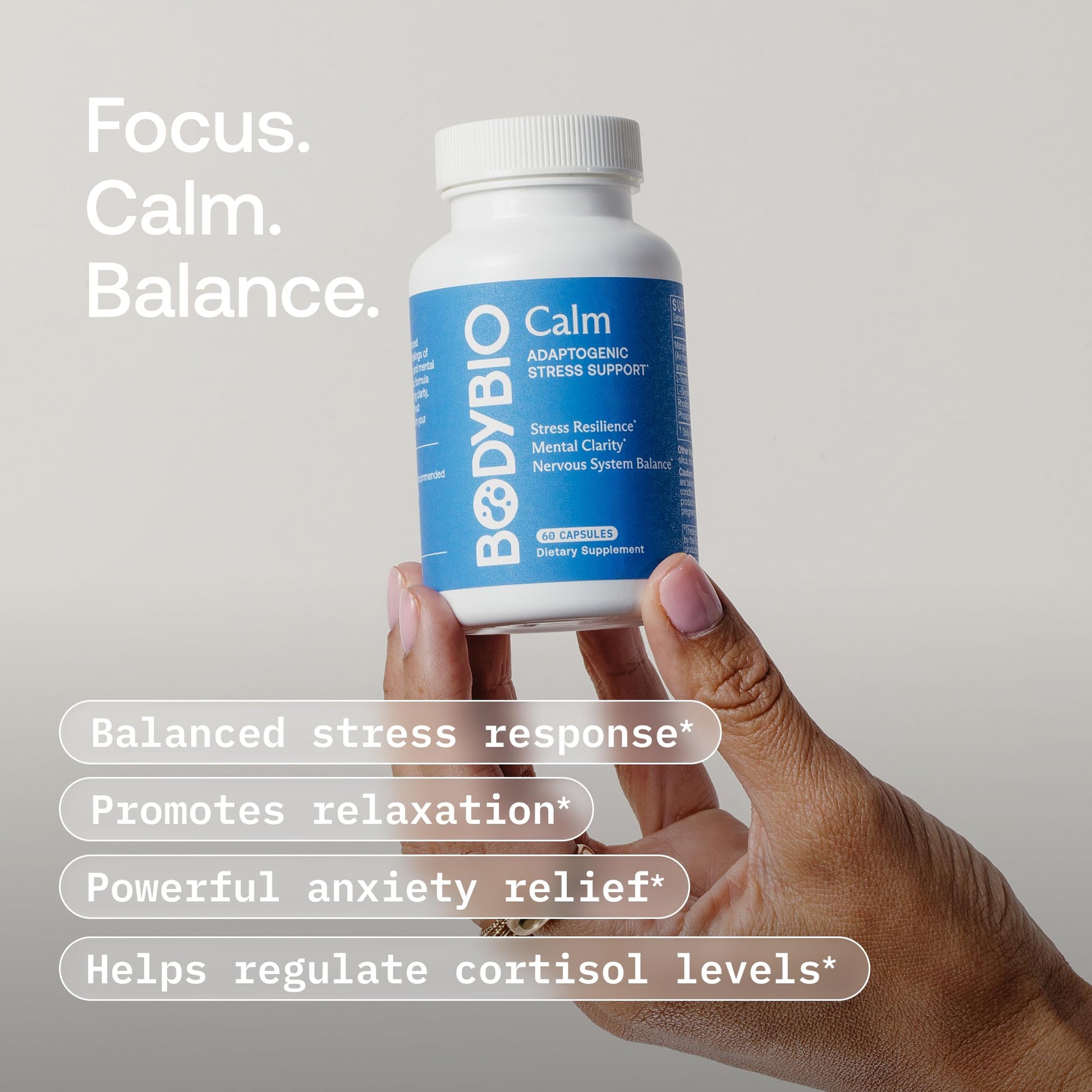 BodyBio Calm - Natural Stress Relief Blend with Rhodiola, Glycine & Phosphatidylserine - Supports Relaxation, Mental Focus & Balanced Cortisol - Non - Drowsy Formula BodyBio buy supplements canada