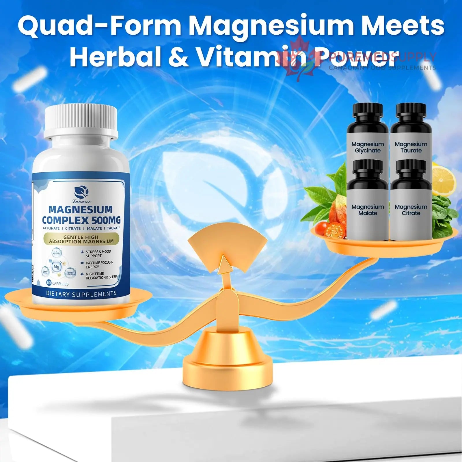 2 Pack Magnesium Complex for Women and Men 4-in-1 Magnesium Glycinate, Citrate, Malate, Taurate - Magnesium Supplement for Relaxation, Sleep & Focus, 60 Days Supply Lukaree buy supplements canada