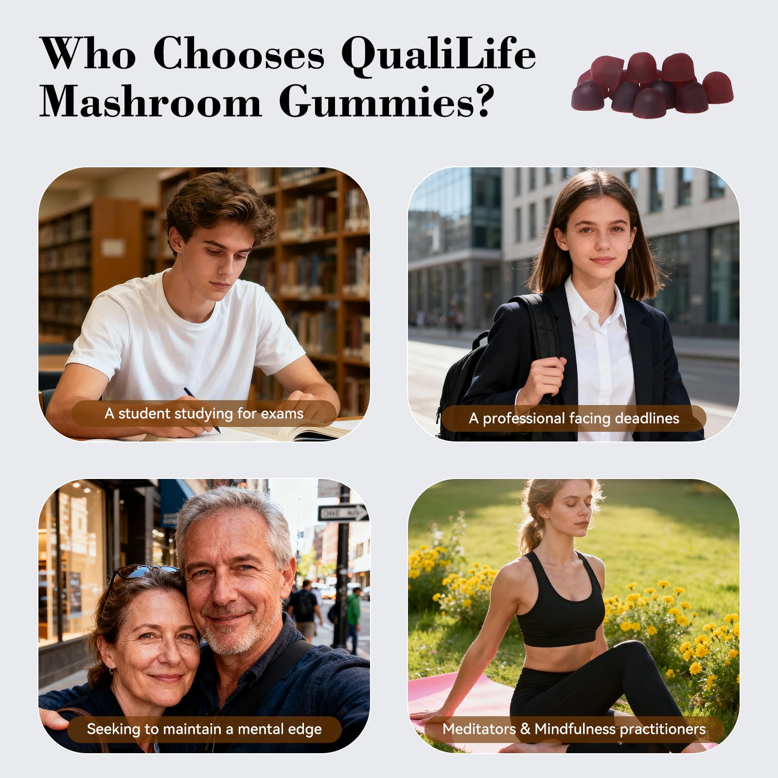 Mushroom Gummies with Lion’s Mane - Alpha Brain Gummy for Focus & Memory - Nootropic Focus Gummies with Rhodiola & Alpha-GPC – Vegan Brain Supplement, Raspberry Pomegranate Flavor, 60 Count (1) QualiLife buy supplements canada