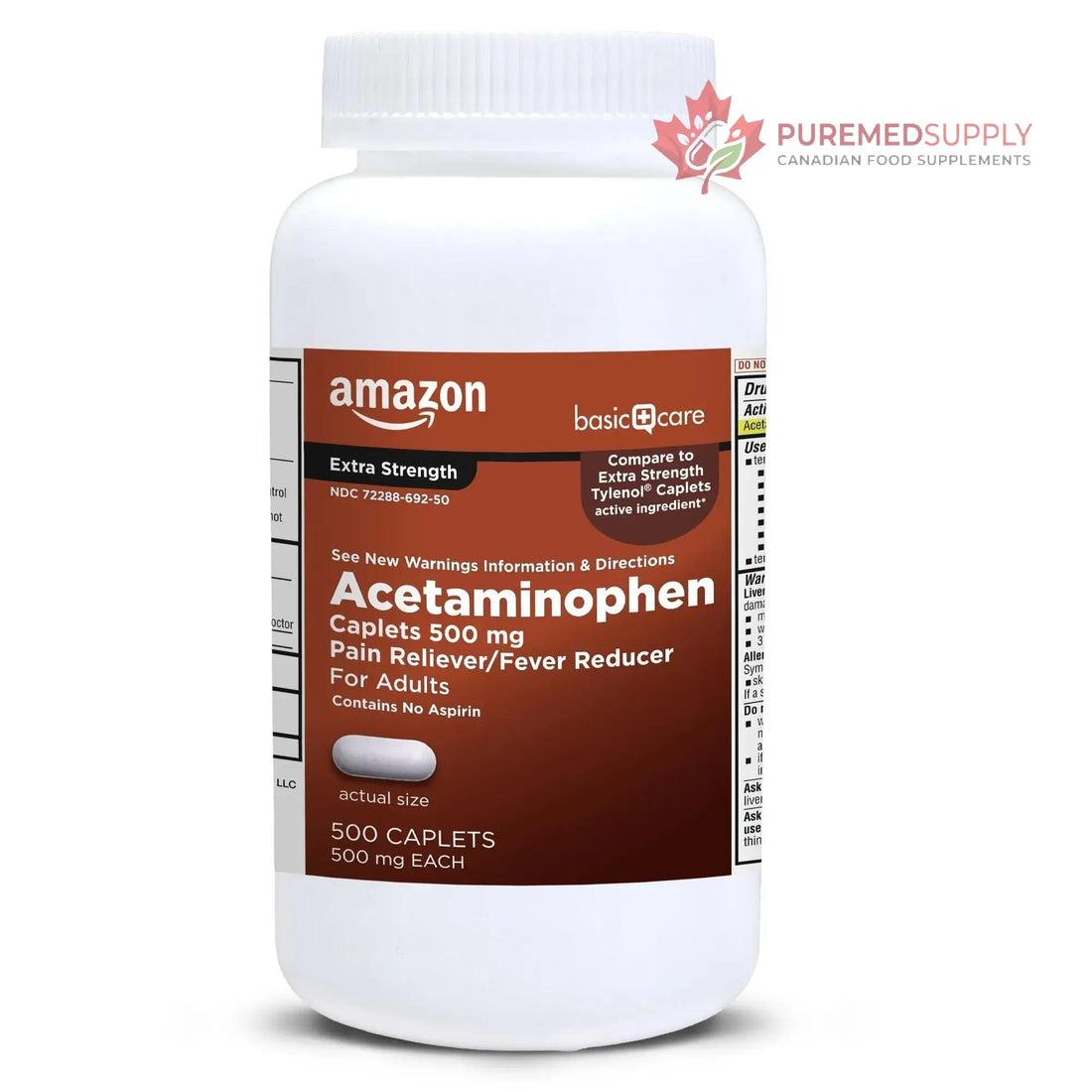 Amazon Basic Care Extra Strength Pain Relief, Acetaminophen Caplets, 500 mg, Pain Reliever/Fever Reducer, 500 Count Amazon Basic Care buy supplements canada