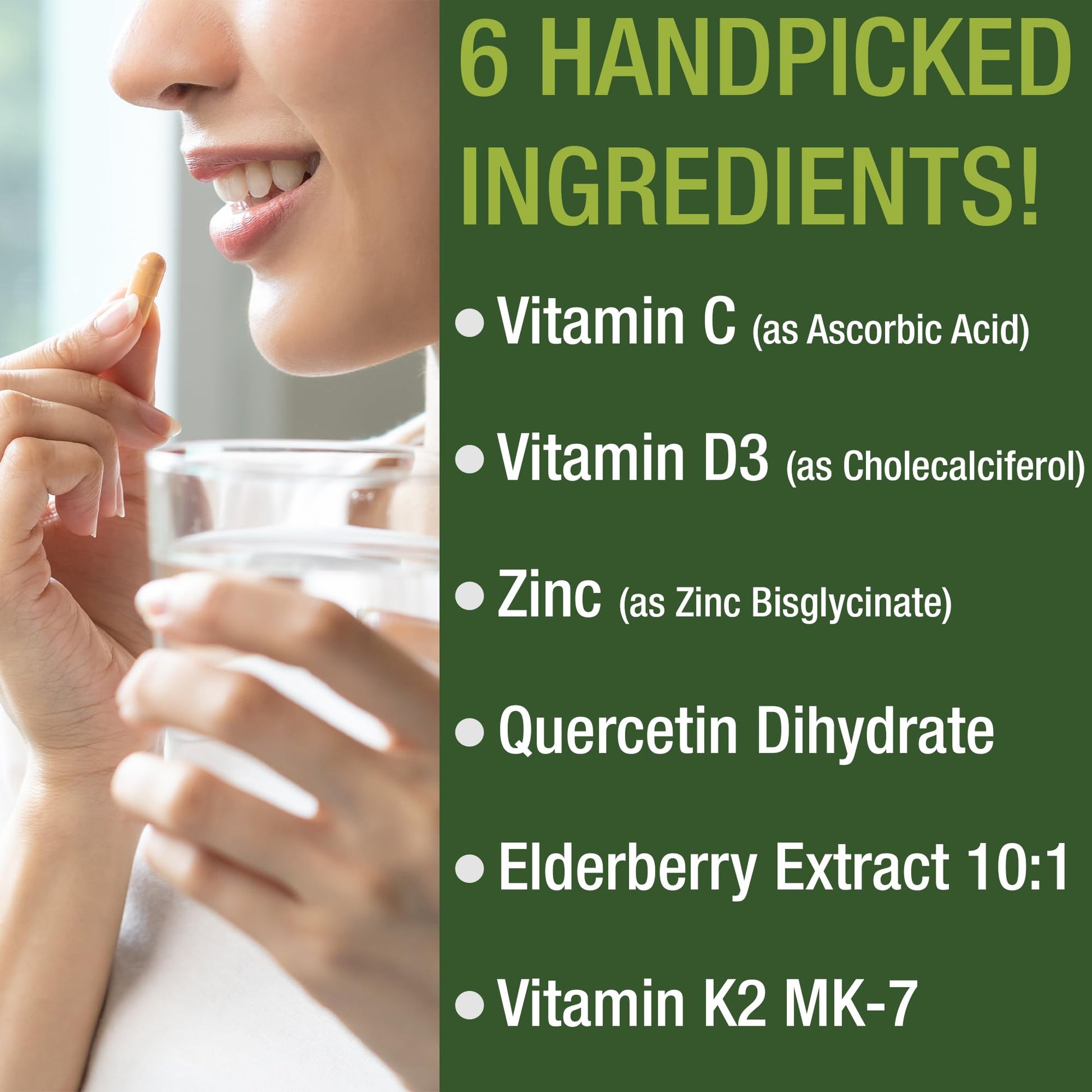 Immune Support Supplement with 6 Top Ingredients. Vitamin D3 K2 + Vitamin C + Elderberry + Zinc + Quercetin. Includes 5000 IU Vitamin D. Immunity Capsules. Supplements for Women and Men Peak Performance buy supplements canada